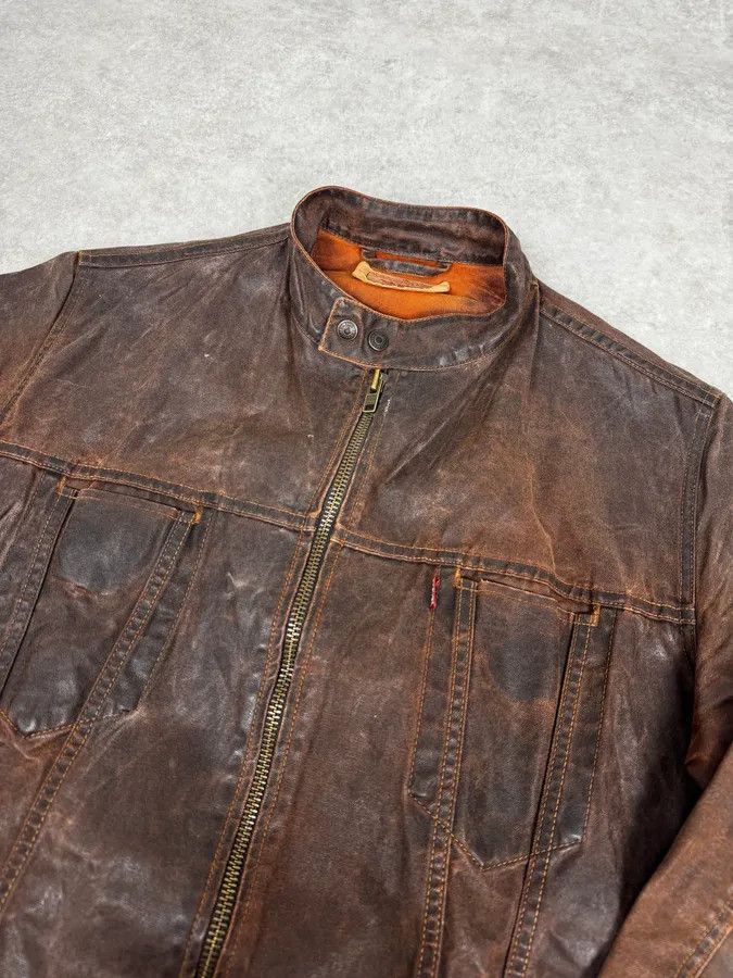 Levi's 1990s Levi’s Biker Waxed Brown Jacket Size US M / EU 48-50 / 2 - 5 Thumbnail