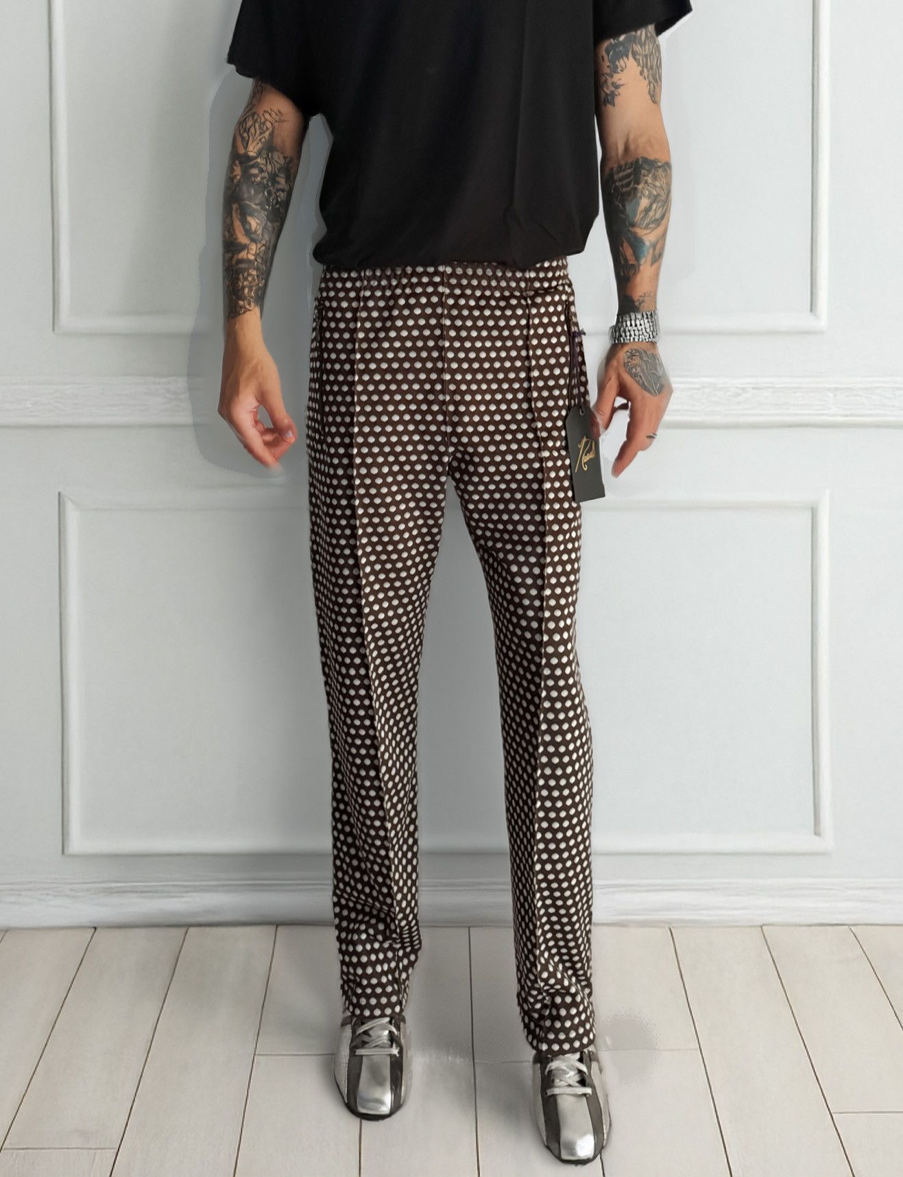 Needles Brown Jacquard Polka Dot Track Pants Size US 30 / EU 46 - 1 Thumbnail