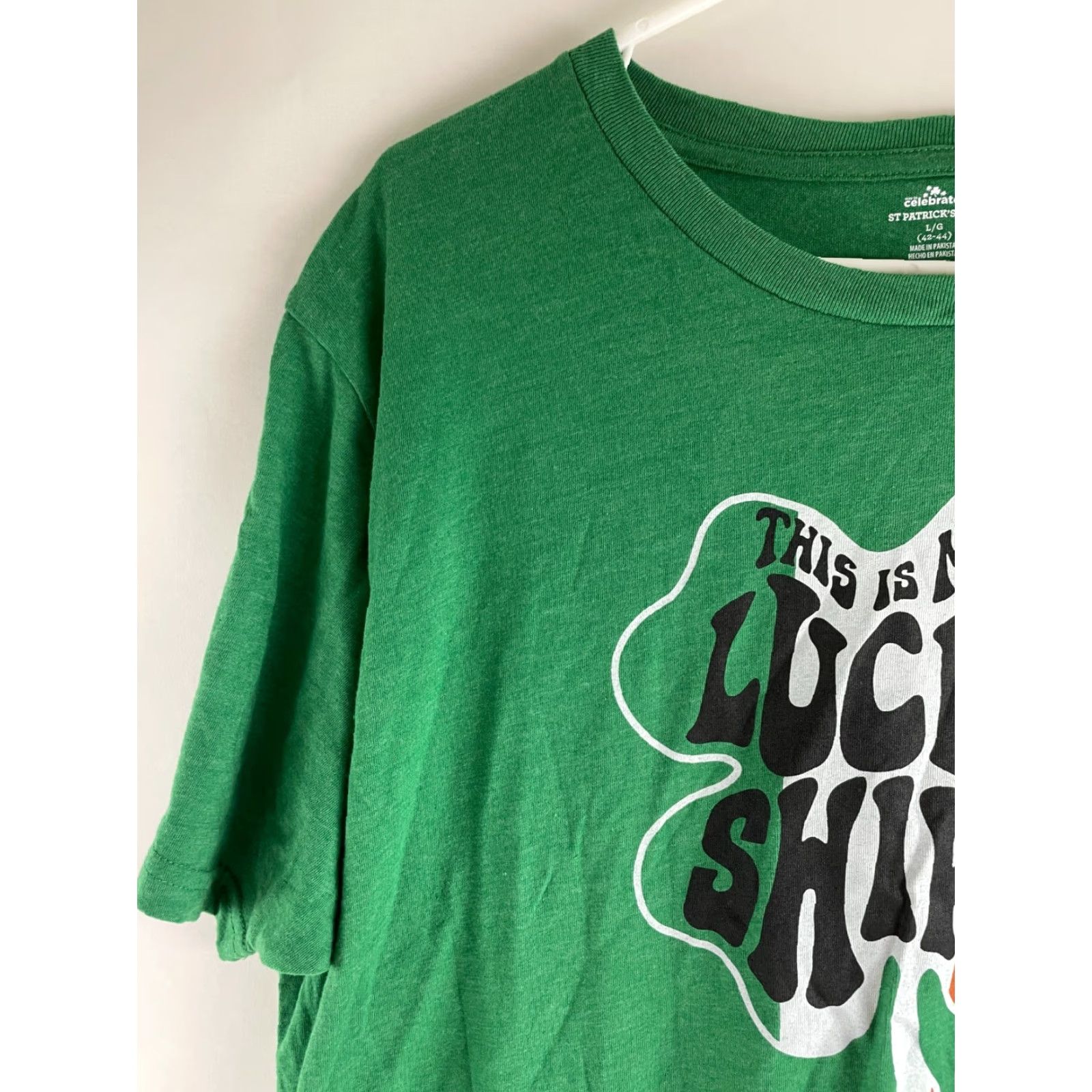 Vintage St. Patrick Men's T-Shirt Large Green Short Sleeve Crew Neck This is my Lucky Holiday/St. Patrick's Day 90s? Size US L / EU 52-54 / 3 - 3 Thumbnail