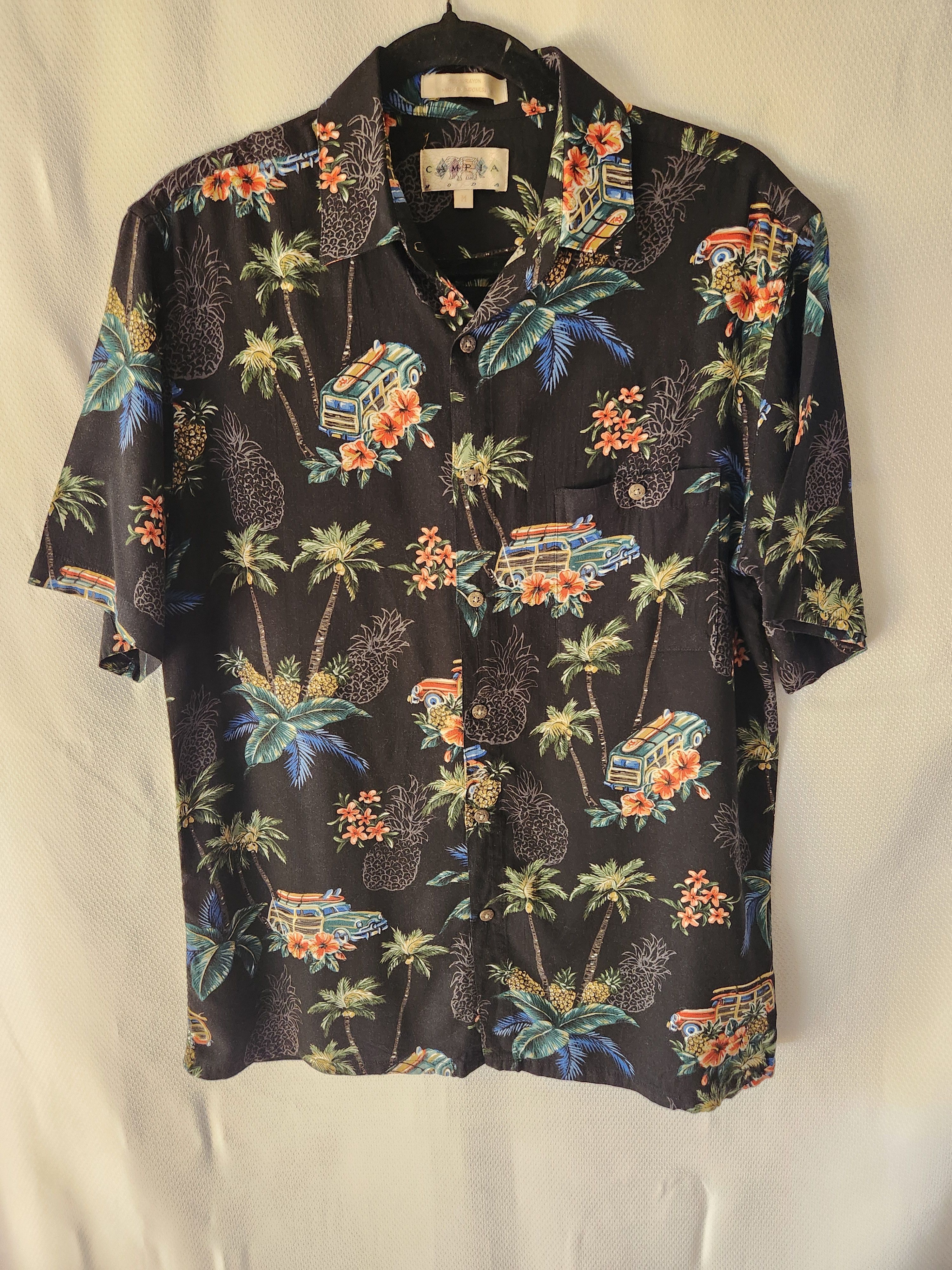 Campia Moda 100% Rayon Woody Motif Hawaiian Shirt Size US M / EU 48-50 / 2 - 1 Thumbnail