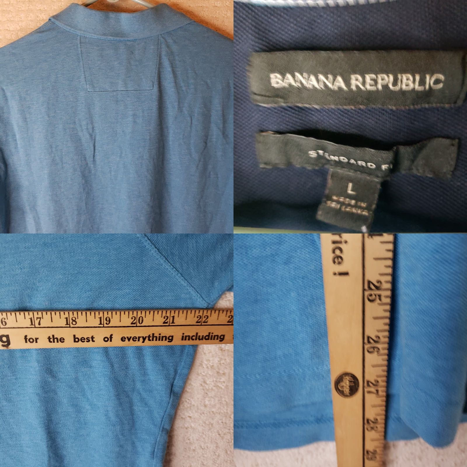 Banana Republic Banana Republic Polo Shirt Men L Blue Short Sleeve Pique Stretch Regular Fit Golf casual Modern Size US L / EU 52-54 / 3 - 8 Thumbnail