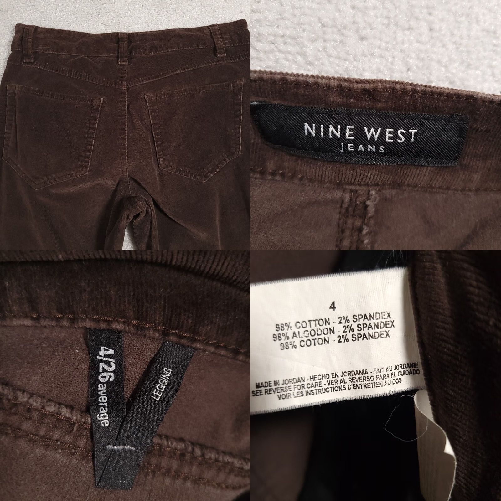 Nine West Nine West Corduroy Pants Jegging Cotton Stretch Straight Leg Women's 4 26 Brown Size 27" / US 4 / IT 40 - 9 Thumbnail