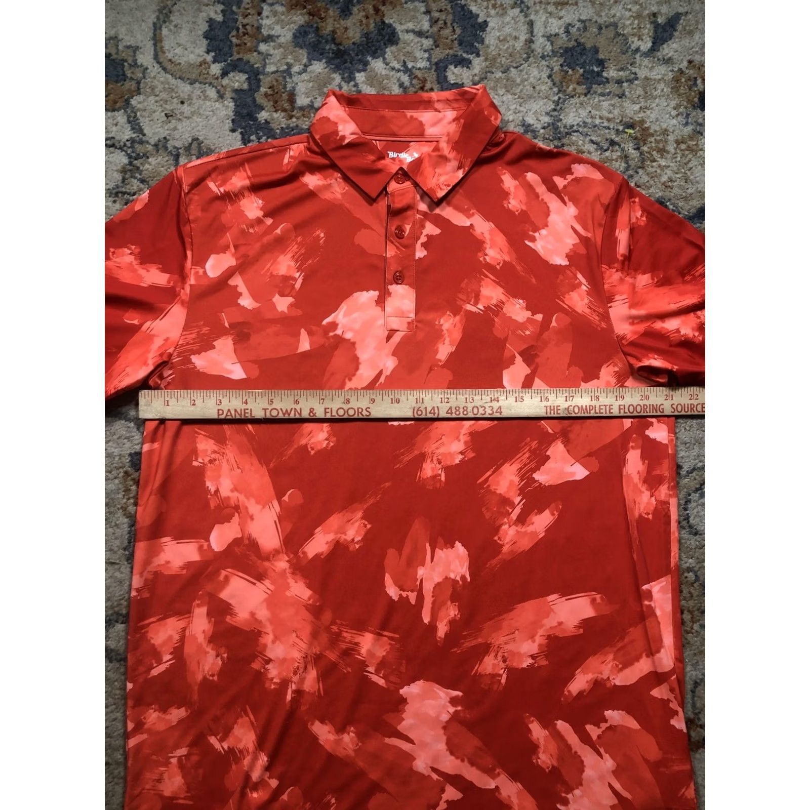 Vintage Birdie Bound Polo Shirt Mens M Red Orange Abstract Golf Stretch Print Short Sleeve Collared Graphic Print Size US M / EU 48-50 / 2 - 7 Thumbnail