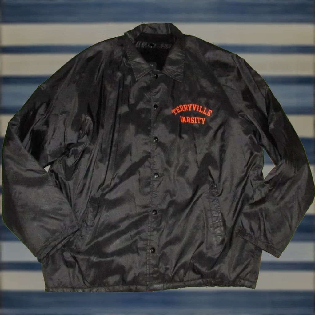 Champion Vtg 60s CHAMPION Running Man Terryville Varsity Coaches Jacket XL Men Black Nylon Jacket Mens XL Size US XL / EU 56 / 4 - 1 Thumbnail