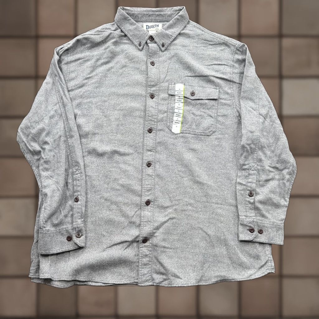 Duluth Trading Company Duluth Shirt Mens 2XL Gray Free Swingin' Twist Cotton Relaxed Fit Button Up Work Shirt Size US XXL / EU 58 / 5 - 1 Thumbnail