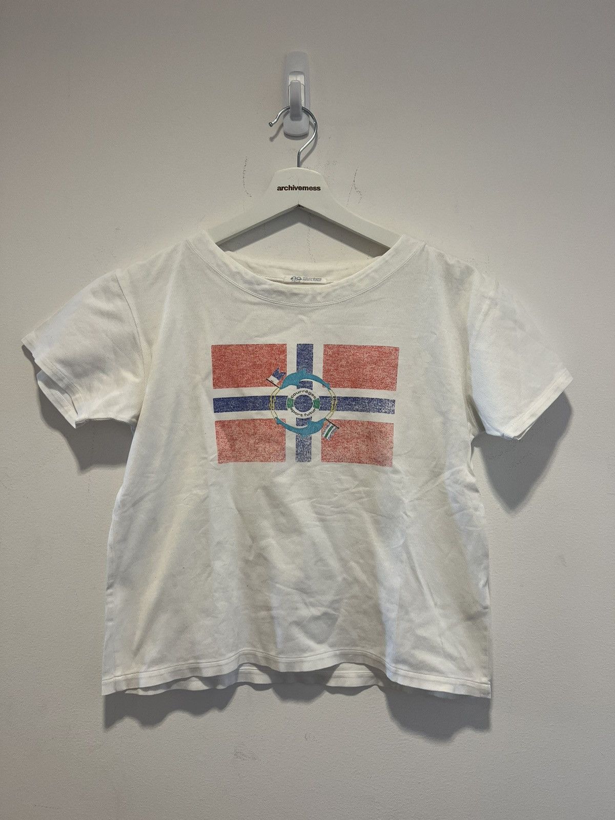 image of Courreges Flag T-Shirt in White, Women's (Size Small)