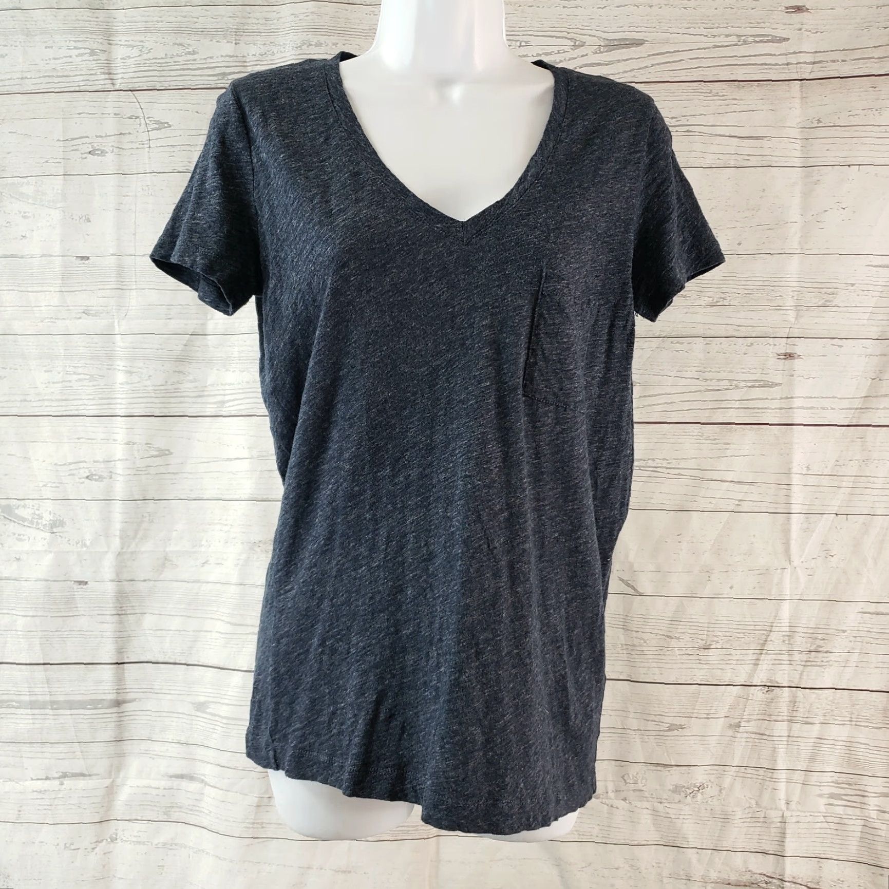 Madewell Madewell Womens Whisper V-Neck Tee XS Blue Short Sleeve Cotton Shirt Womens Size 26" / US 2 / IT 38 - 2 Thumbnail