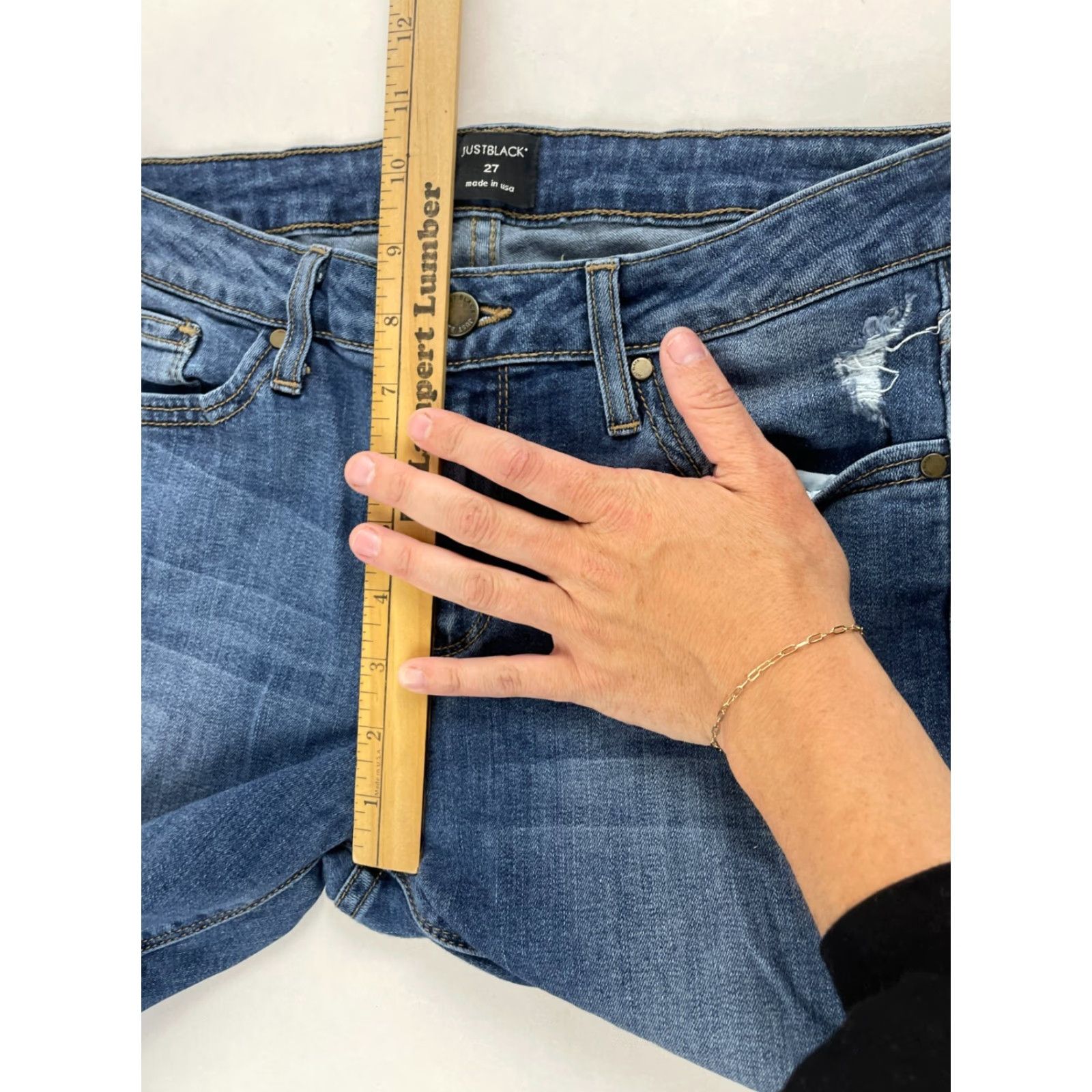 Denime JUST BLACK Jeans Women's 27 Blue Denim Skinny Mid Rise Distressed Pockets Size 27" / US 4 / IT 40 - 7 Thumbnail