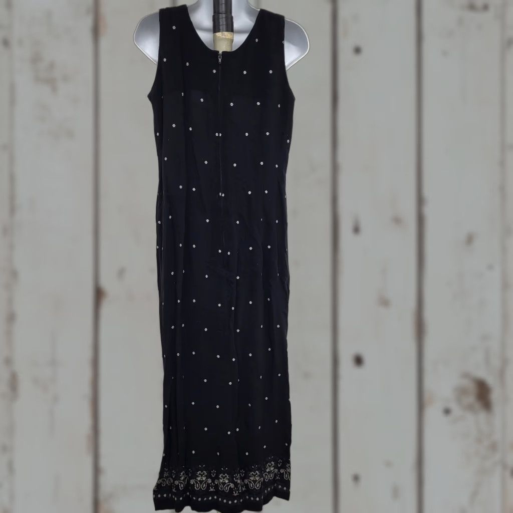Vintage VINTAGE S. L. Fashion Dress Womens Size 14 Black Maxi Shift Zippered Back Paisley Floral Size XL / US 12-14 / IT 48-50 - 1 Thumbnail