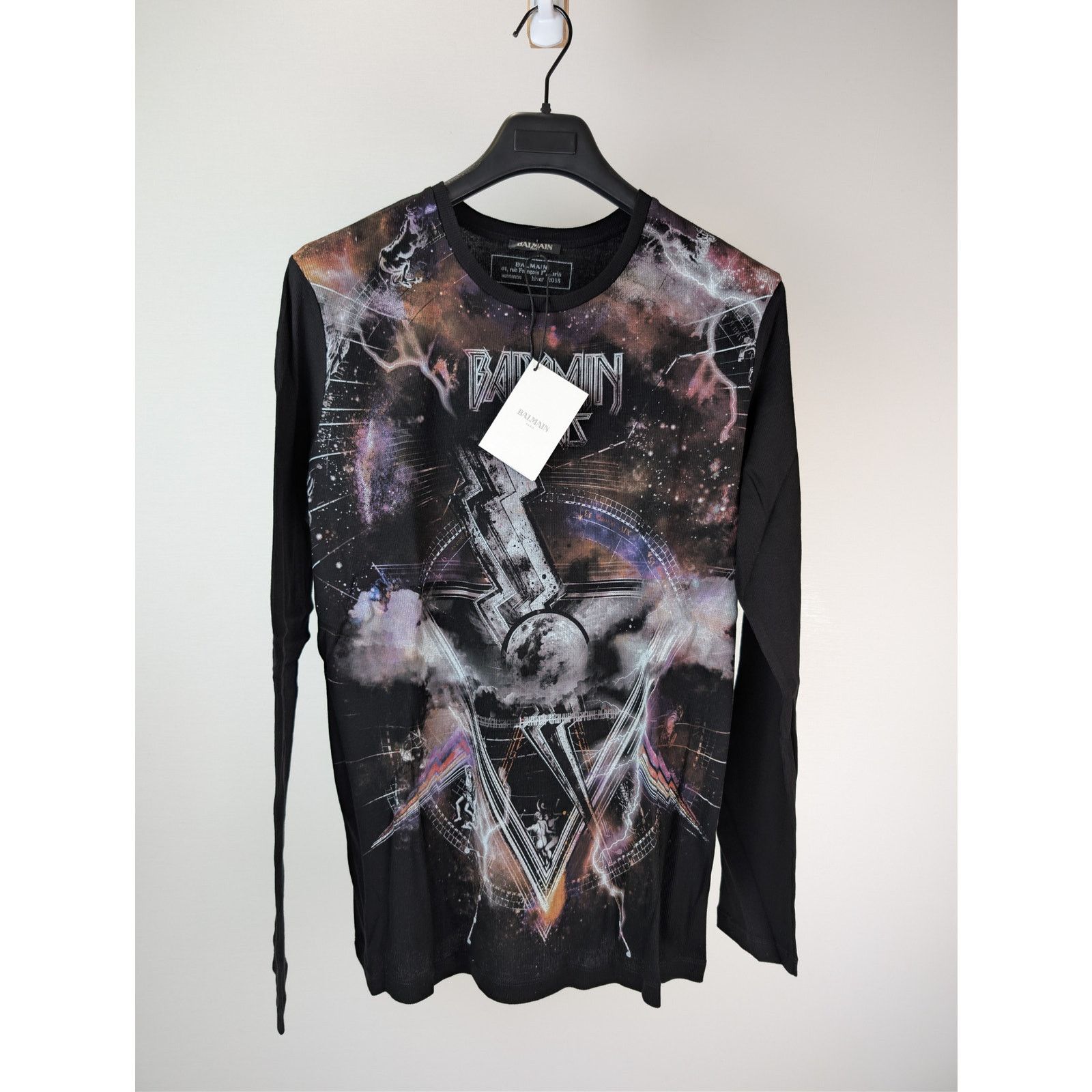 Balmain o1rshd1 Q:2 / Galaxy Ribbed Long Sleeve T-Shirt Black/Multi Size US L / EU 52-54 / 3 - 8 Thumbnail