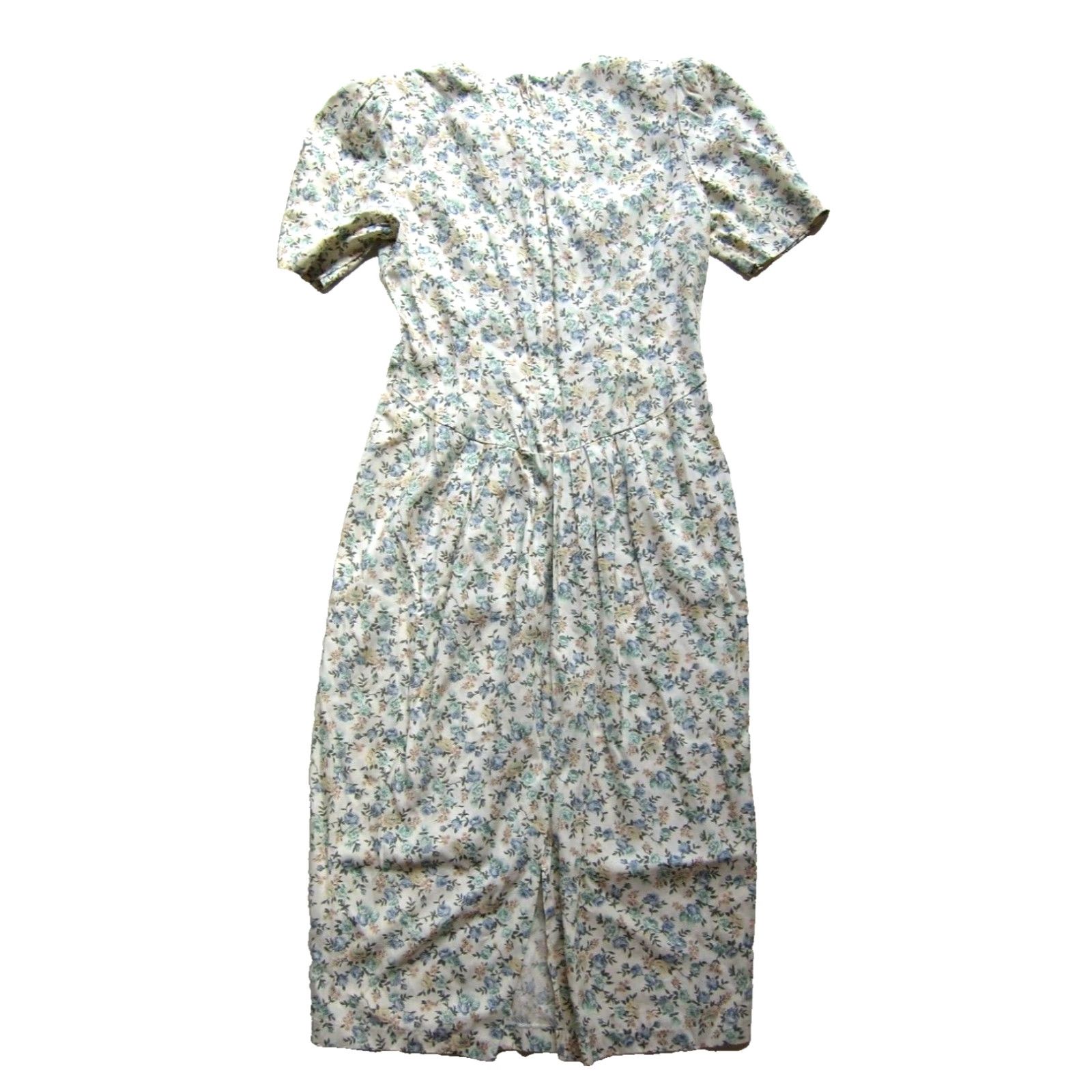 Vintage Vintage Ms Choice California Rayon Green Blue Floral Long Maxi Secretary Dress 10 Size L / US 10 / IT 46 - 2 Thumbnail