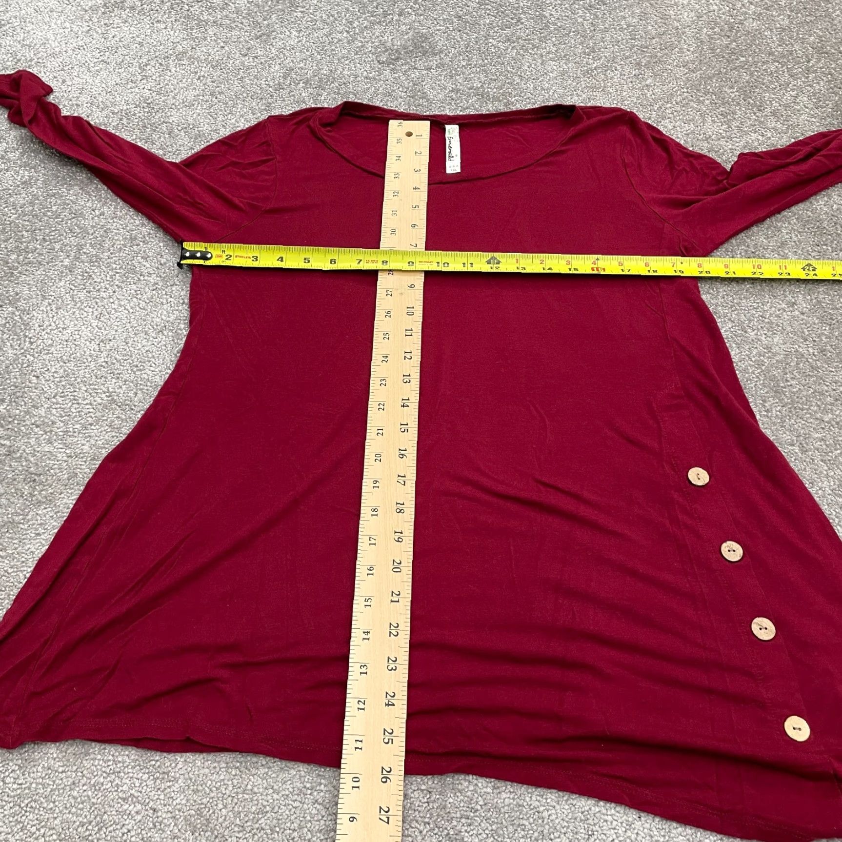Vintage Emerald Blouse Shirt Womens XL Red Solid Knit Round Neck Long Sleeve Tunic Top Set Size XL / US 12-14 / IT 48-50 - 7 Thumbnail