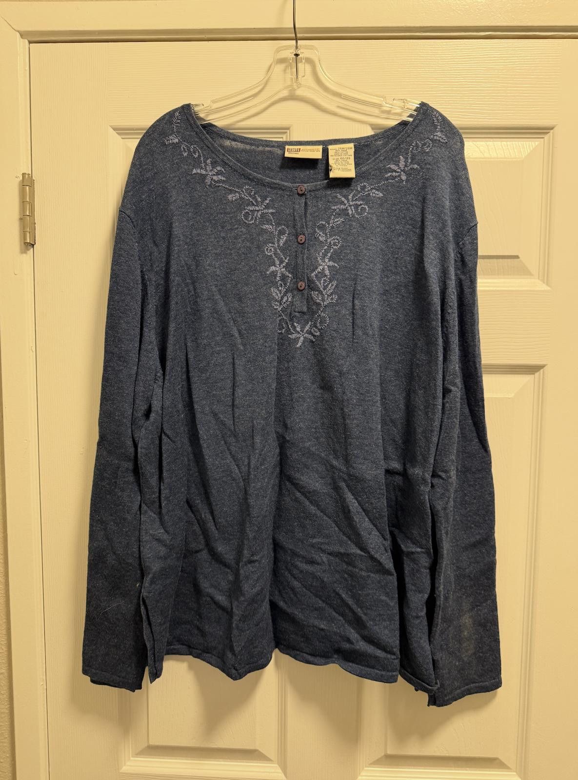 Faded Glory Vintage Faded Glory Ramie-Cotton Embroidered Blue Top Blouse Size M / US 6-8 / IT 42-44 - 4 Thumbnail