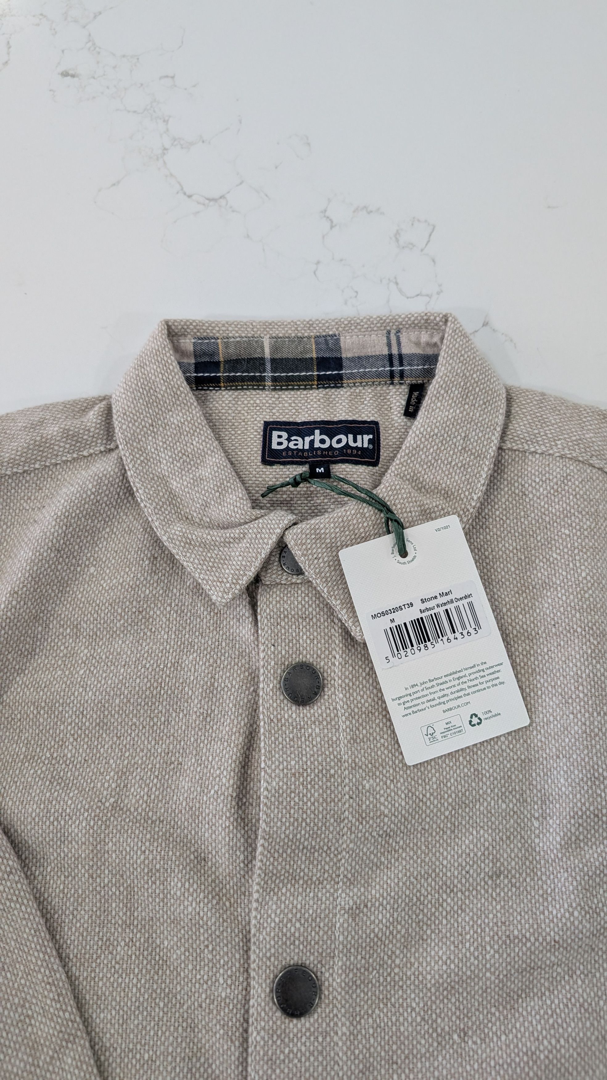 Barbour Barbour Waterhill Tailored Overshirt Stone Marl Wool Blend Size US M / EU 48-50 / 2 - 5 Thumbnail