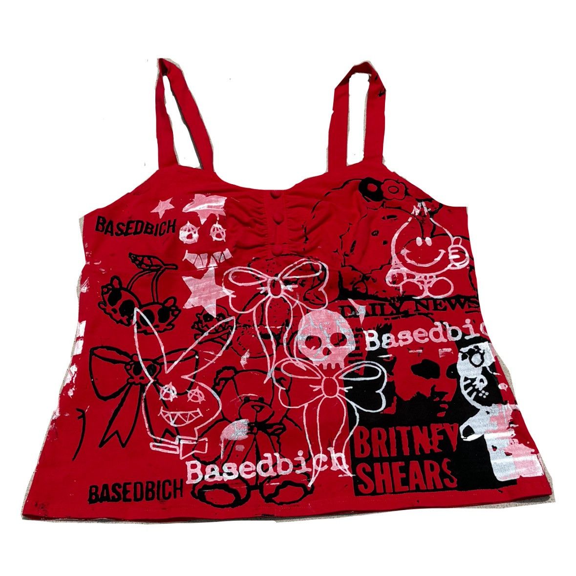 Handmade Basedbich 1OF1 BAD GIRL BABYDOLL – RED HOT REWORKED CAMI 2xl Size XXL / US 16-18 / IT 52-54 - 2 Thumbnail