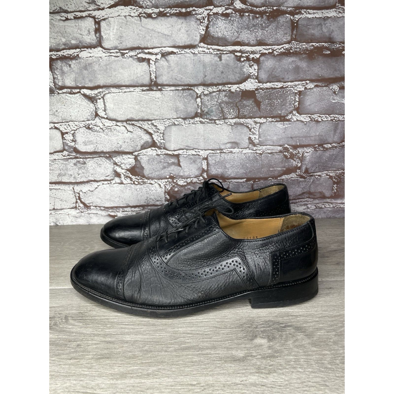 Mezlan Mezlan Marque Black Leather Deerskin Cap Toe Brogue Oxfords Size US 11 / EU 44 - 2 Thumbnail