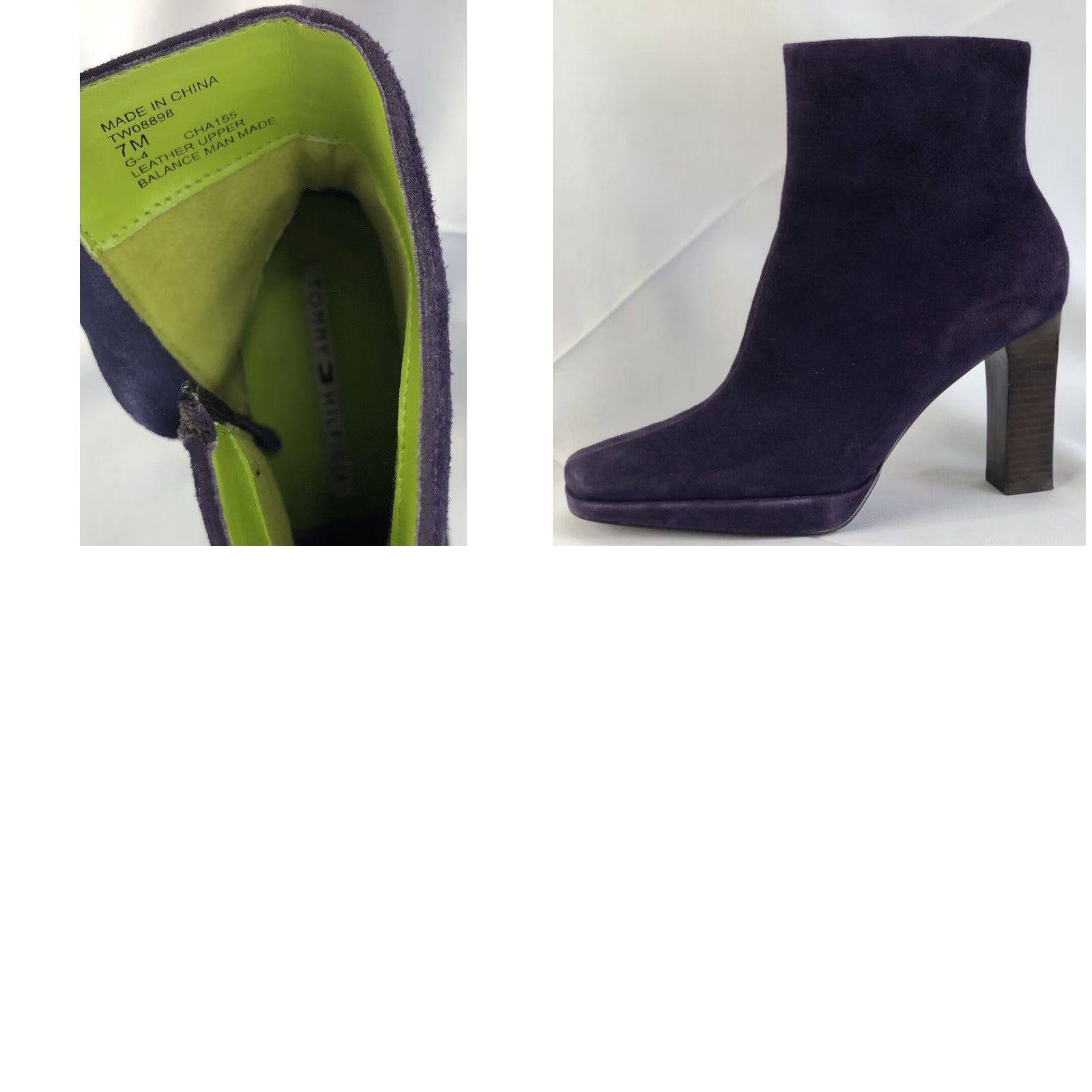 Tommy Hilfiger VINTAGE Tommy Hilfiger Suede Boots 7M Purple 3.5 Heel Square Toe Bootie Women Size US 7 / IT 37 - 8 Thumbnail