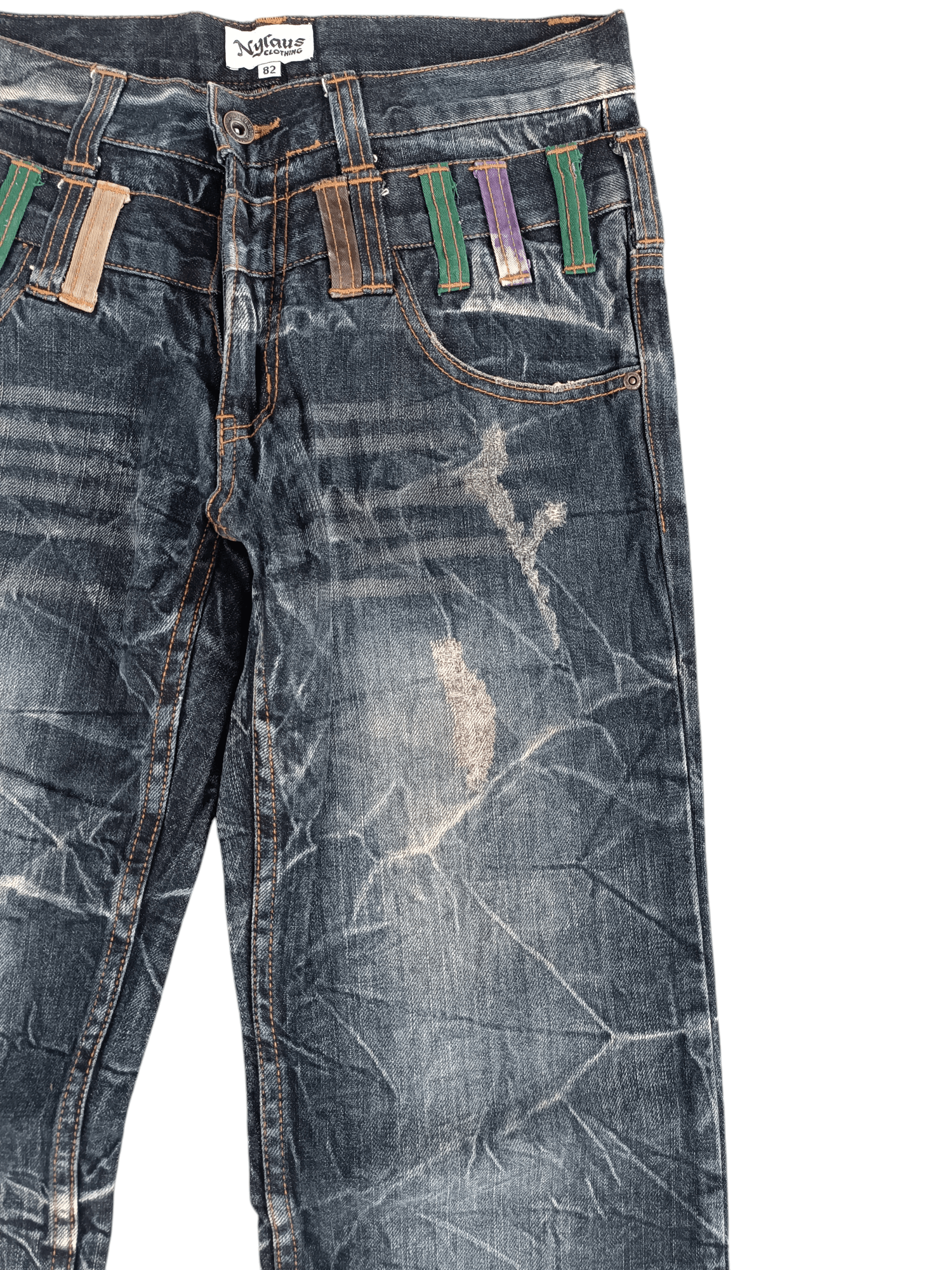 Japanese Brand 💥VINTAGE NYLAUS JEANS DOUBLE WAIST DESIGN RARE Size US 30 / EU 46 - 17 Thumbnail