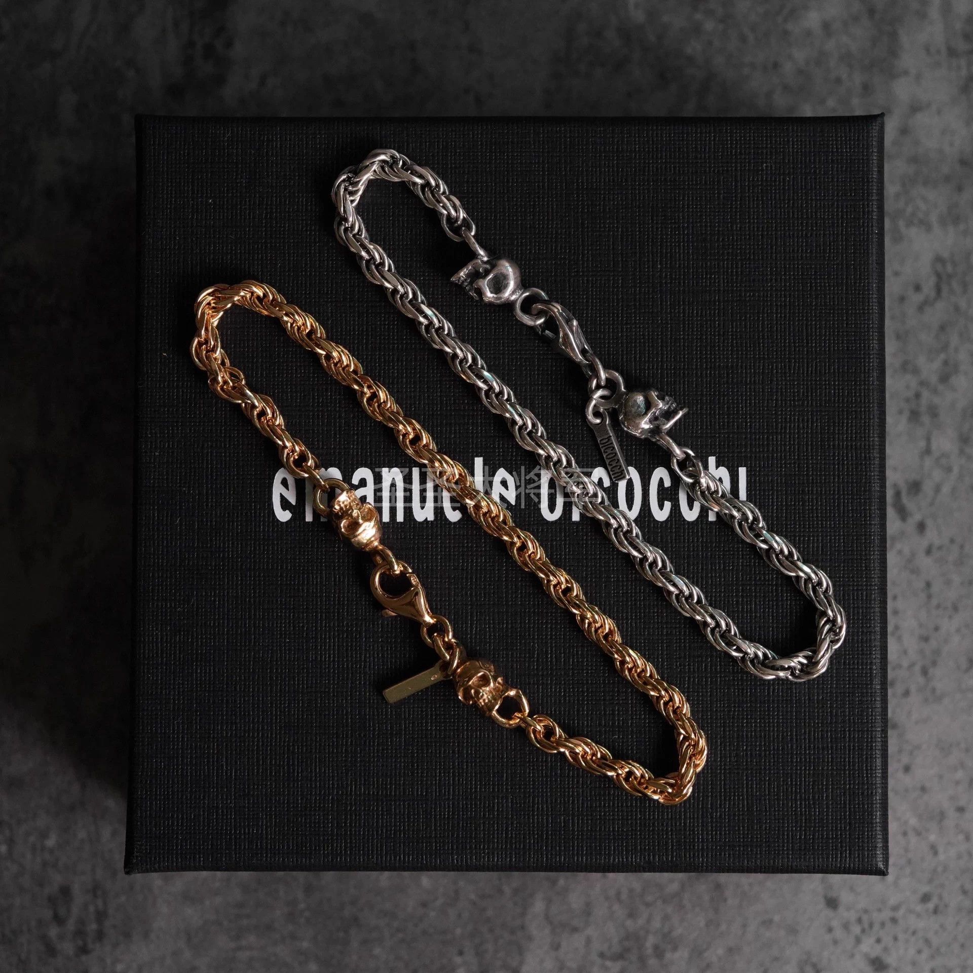 Emanuele Bicocchi Emanuele Bicocchi Gothic Rope Double Skull Bracelet Size ONE SIZE - 2 Thumbnail