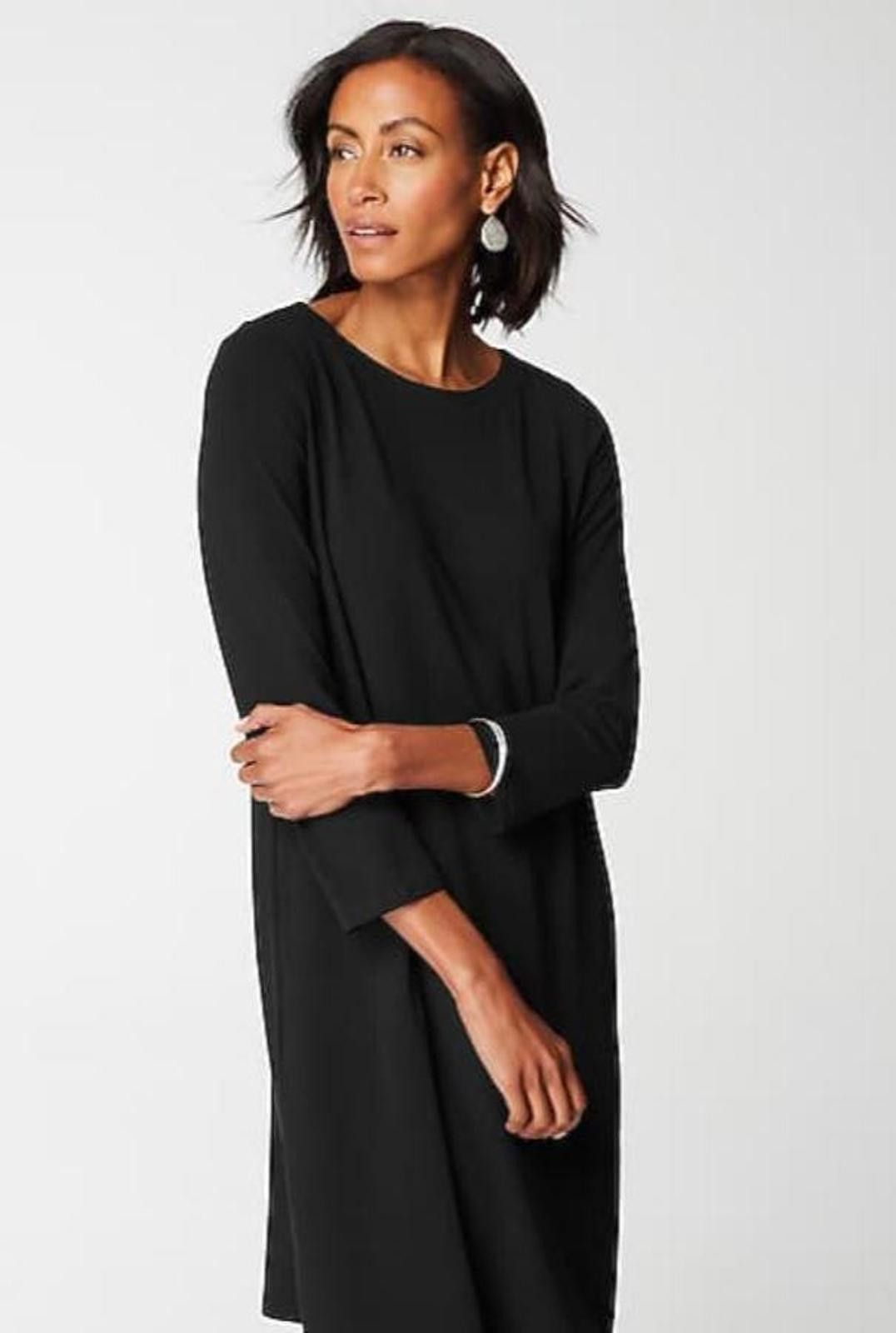 NWT J.Jill Wearever Knit Pleat-Back Dress black L
