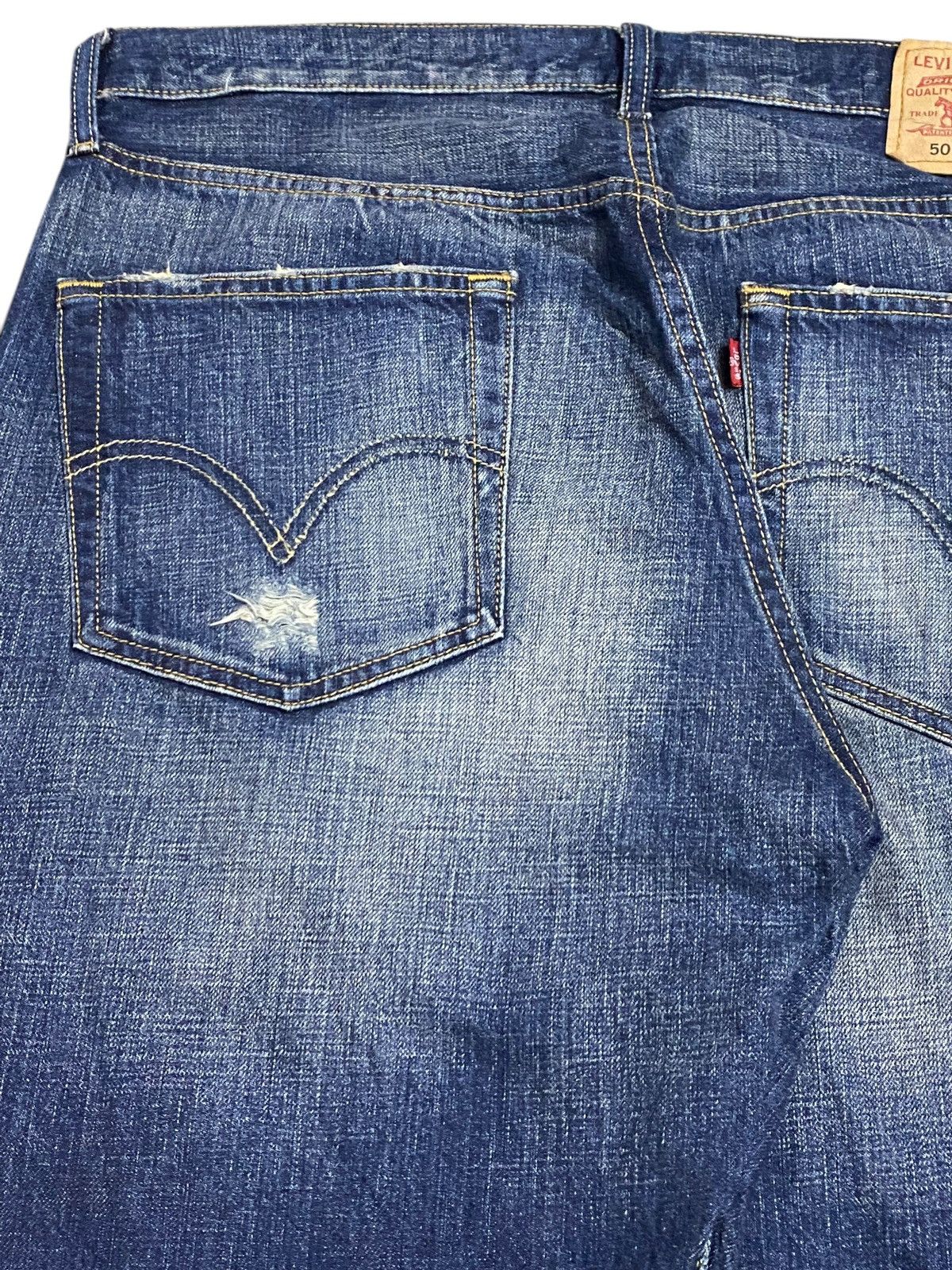 Levi's Vintage Clothing Vintage Levis501 Y2K Faded Distressed Style Loose Jeans Size US 35 - 11 Thumbnail