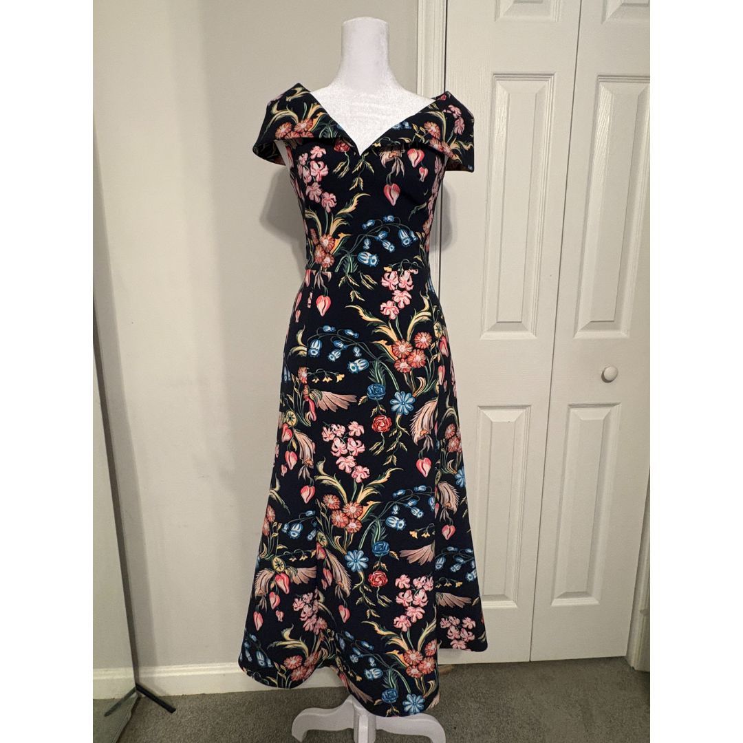 Peter Pilotto Peter Pilotto Blue Floral Print V-Neck Long A-Line Dress Size M / US 6-8 / IT 42-44 - 13 Thumbnail