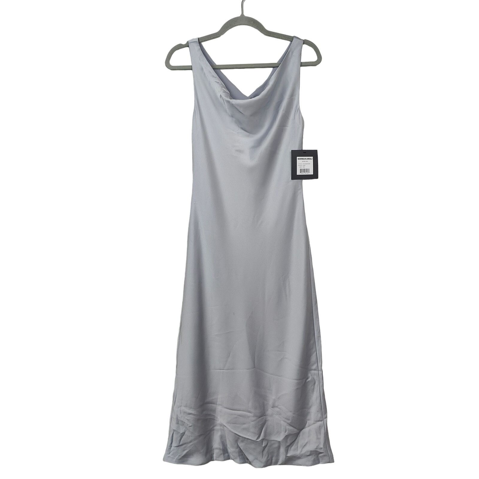 Norma Kamali Norma Kamali Maria Dress Womens Small Silver Satin NWT Midi Size S / US 4 / IT 40 - 1 Thumbnail