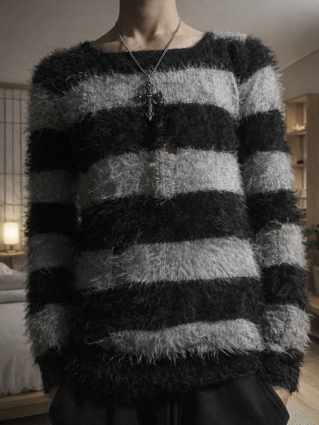 Japanese Brand 2000s Anap Grunge Distressed Fuzzy Sweater Size US M / EU 48-50 / 2 - 1 Thumbnail