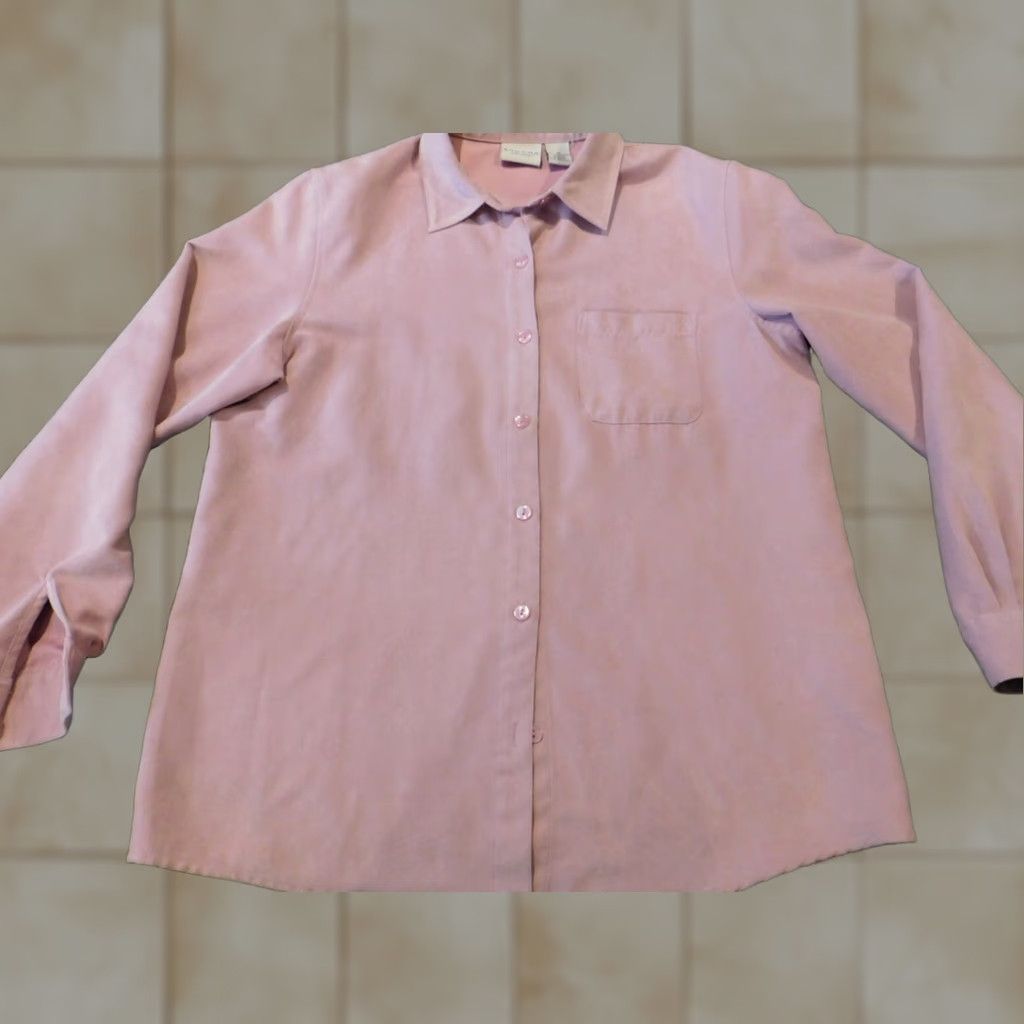 Vintage Sonoma Womens Button-Up Blouse L Purple Casual Knit Cotton Long Sleeve Size L / US 10 / IT 46 - 1 Thumbnail
