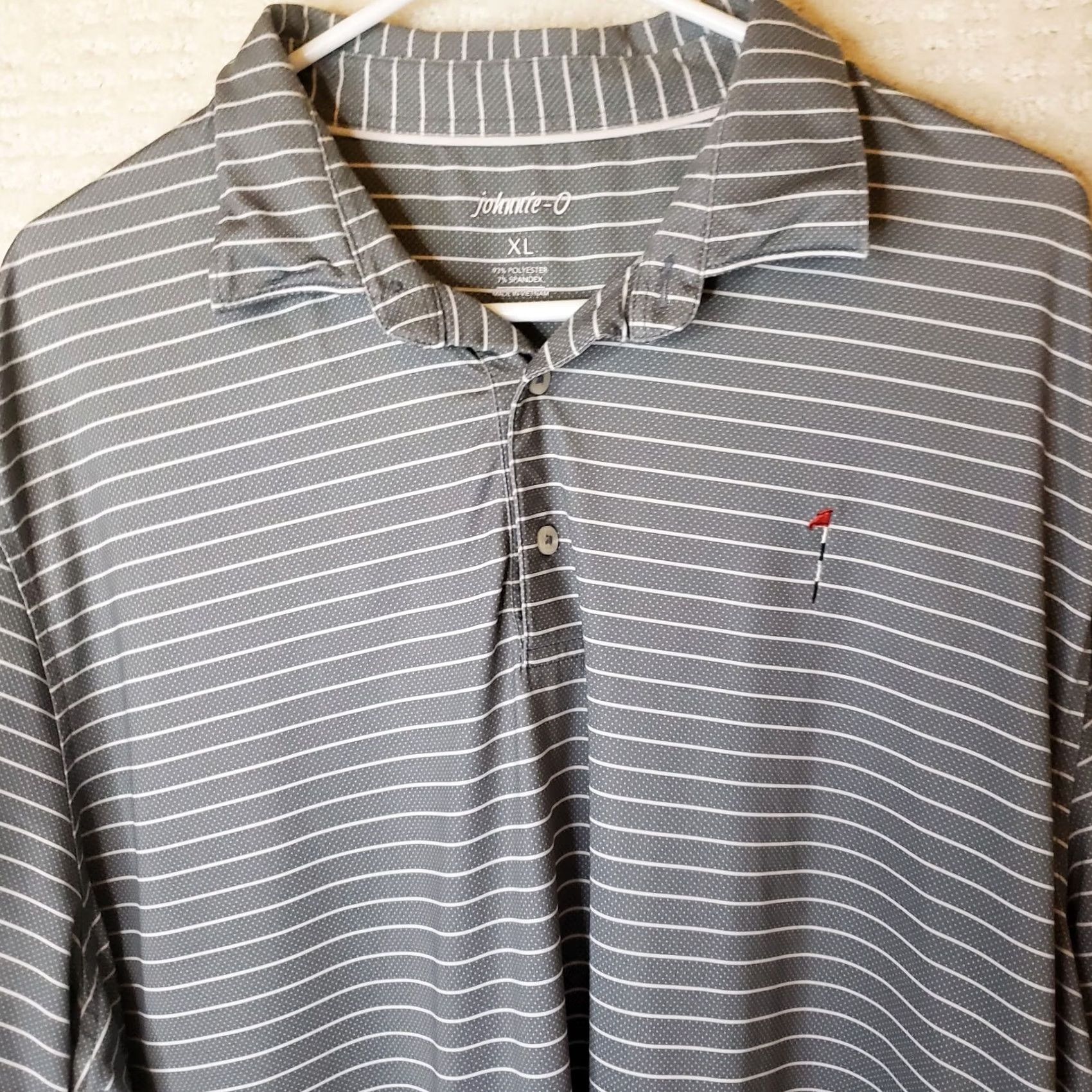 johnnie-O johnnie-O Dante Polo Golf Short Sleeve Shirt Gray White Stripes Men's XL Polo Shirt Size US XL / EU 56 / 4 - 3 Thumbnail