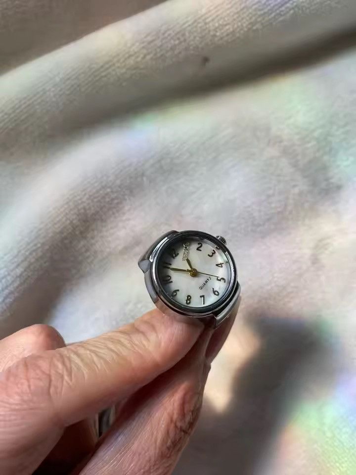VIBE 💍 Vintage Style Silver Tone Ring Watch | Oval Face Analog Size ONE SIZE - 1 Thumbnail
