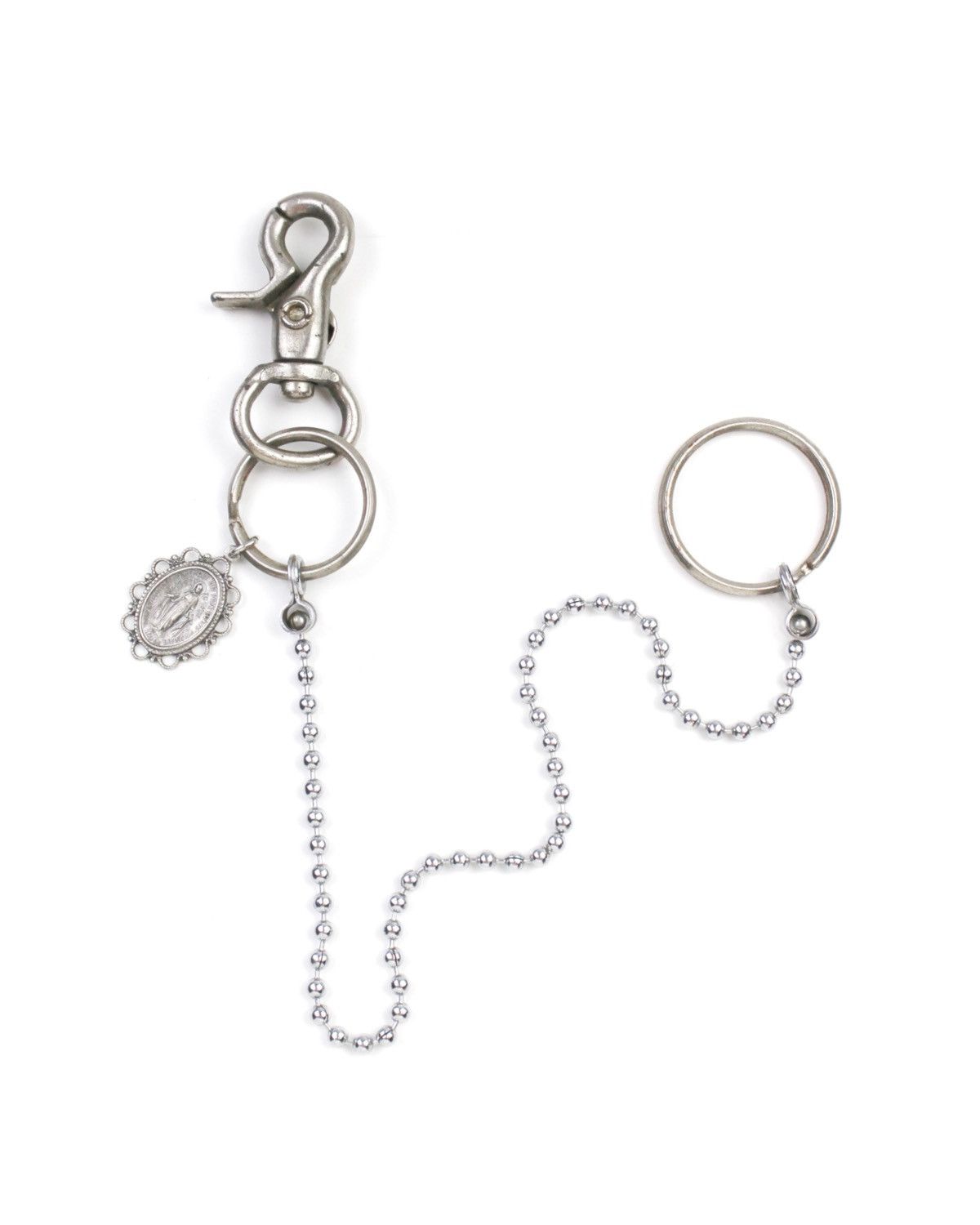 Vintage 1990S JAPANESE MADE SILVER TONE KEYCHAIN RELIGIOUS MEDAL Size ONE SIZE - 3 Thumbnail