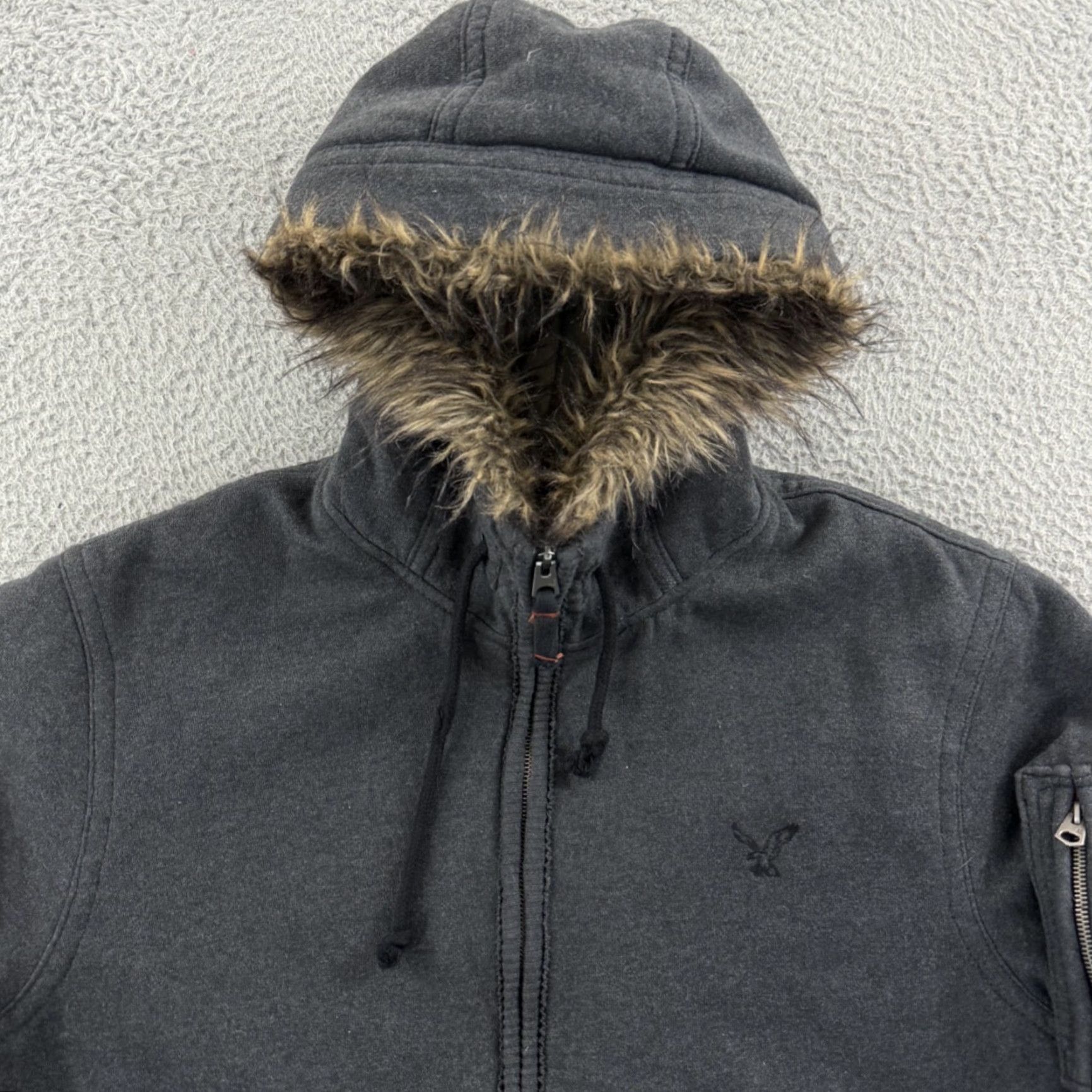 American Eagle Outfitters VINTAGE American Eagle Jacket Mens XL Gray Fur Hoodie Camo Lined Zip Outdoor Y2K Size US XL / EU 56 / 4 - 3 Thumbnail