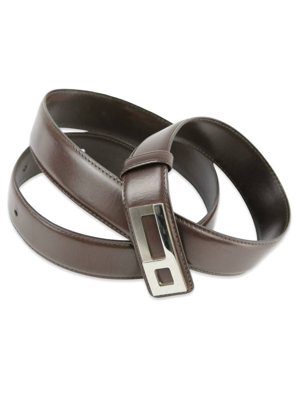 Alfred Dunhill DUNHILL Brown leather belt Size 36 - 2 Thumbnail