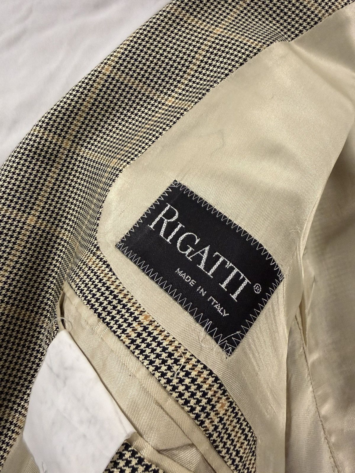 Other E Thomas Rigatti Silk Wool Houndstooth Blazer Sport Coat 46R Size 46R - 4 Thumbnail