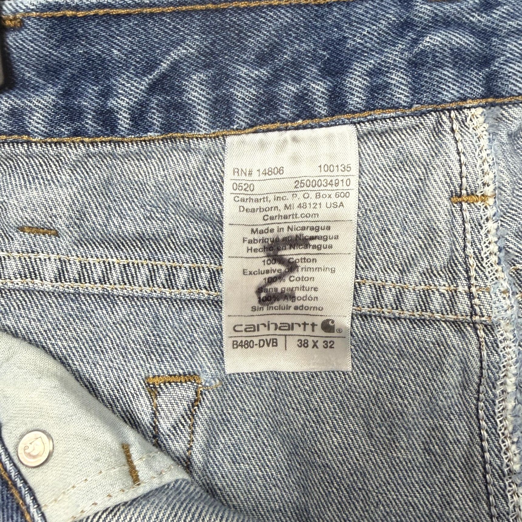 Carhartt Carhartt B480-DVB Jeans Mens 36x30 Blue Denim Straight Workwear Grunge Hipster Casual Jeans Mens Size US 36 / EU 52 - 7 Thumbnail