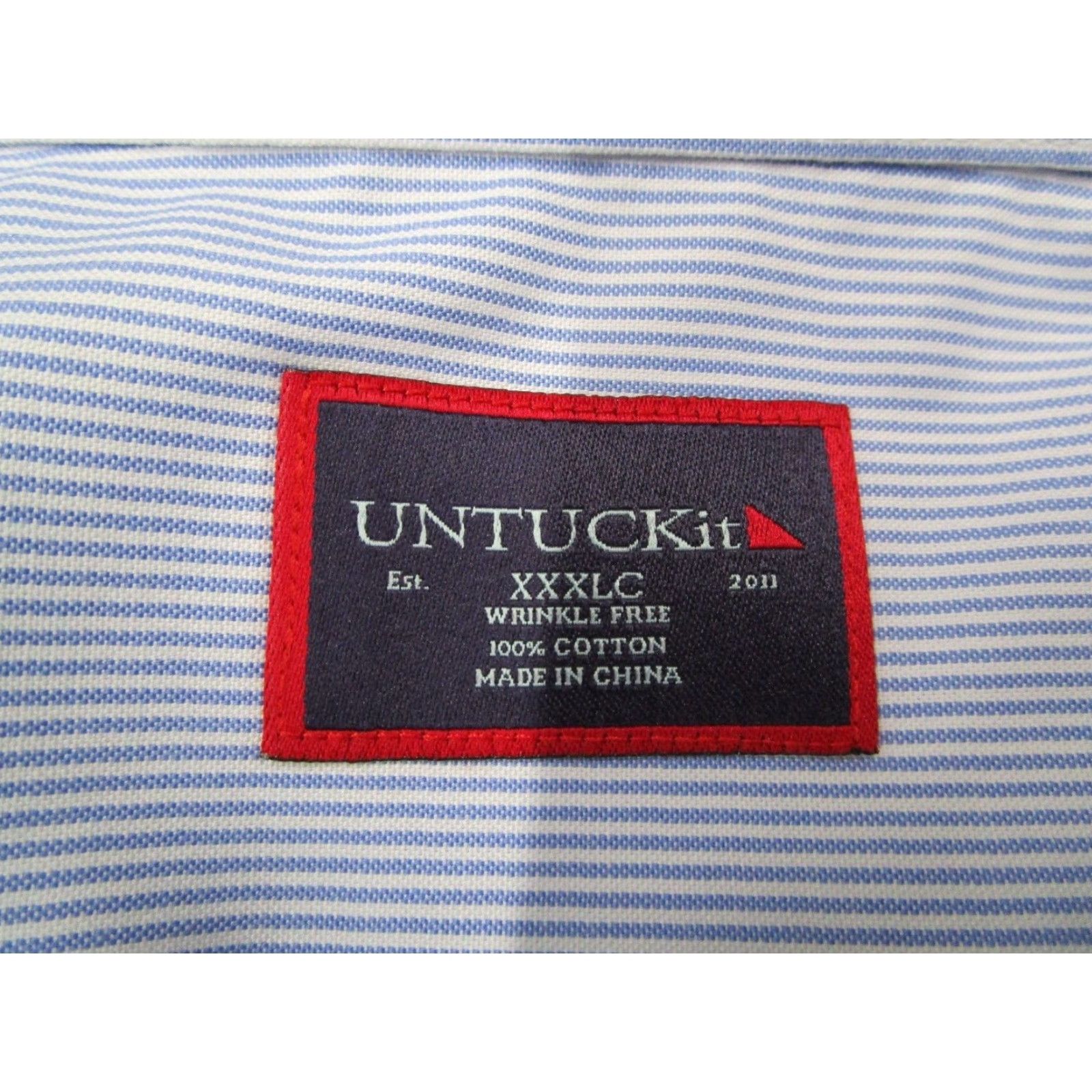 UNTUCKit UNTUCKit Shirt Mens XXXLC Blue Button Up Bordeaux Work Casual Wrinkle Free Shirt - Untuckit Navy Blue Stripe Button-Up 100% Cotton Big & Tall Size US XXL / EU 58 / 5 - 3 Thumbnail