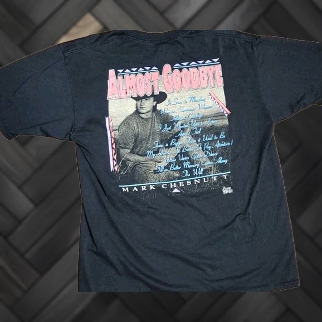 Jerzees VINTAGE 1993 MARK CHESTNUTT T SHIRT Men's XL Jerzees Graphic Tee Black Country 1990s Men's XL Size US XL / EU 56 / 4 - 1 Thumbnail
