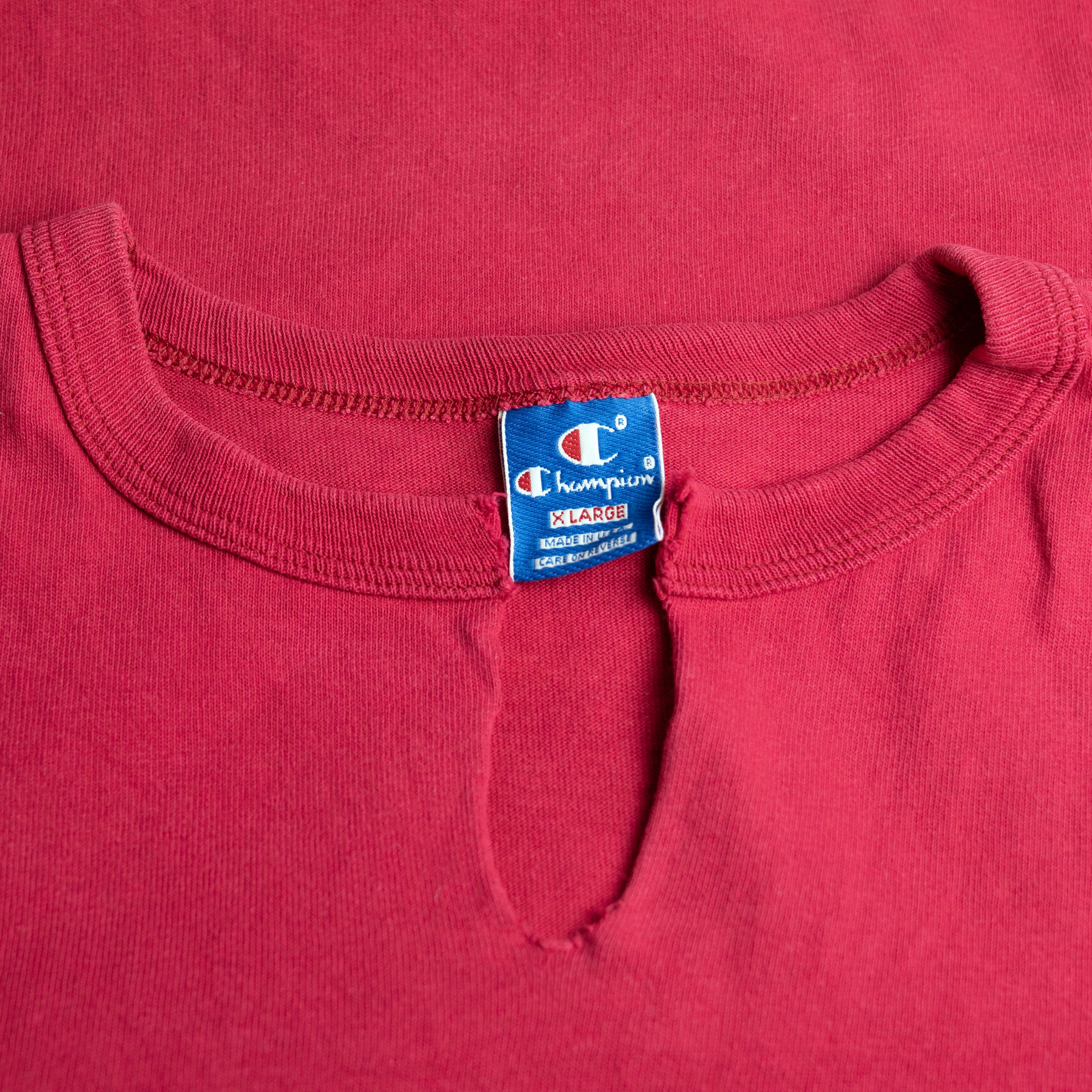 Champion Vintage 1980's Champion Cut Neck Thrashed Tee Shirt Size US XL / EU 56 / 4 - 3 Thumbnail