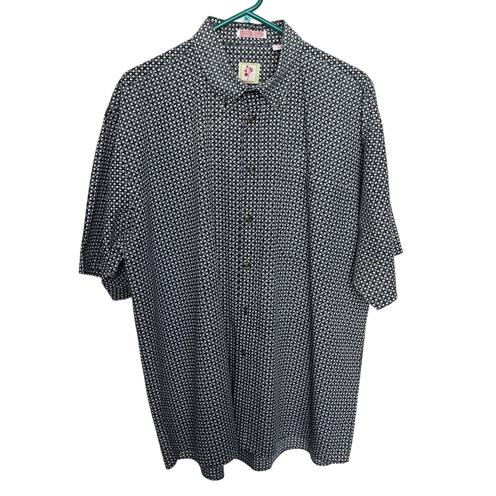 Vintage Salvador Paul SP | Vintage 70s Button Shirt Geometric Circle Size US L / EU 52-54 / 3 - 2 Thumbnail
