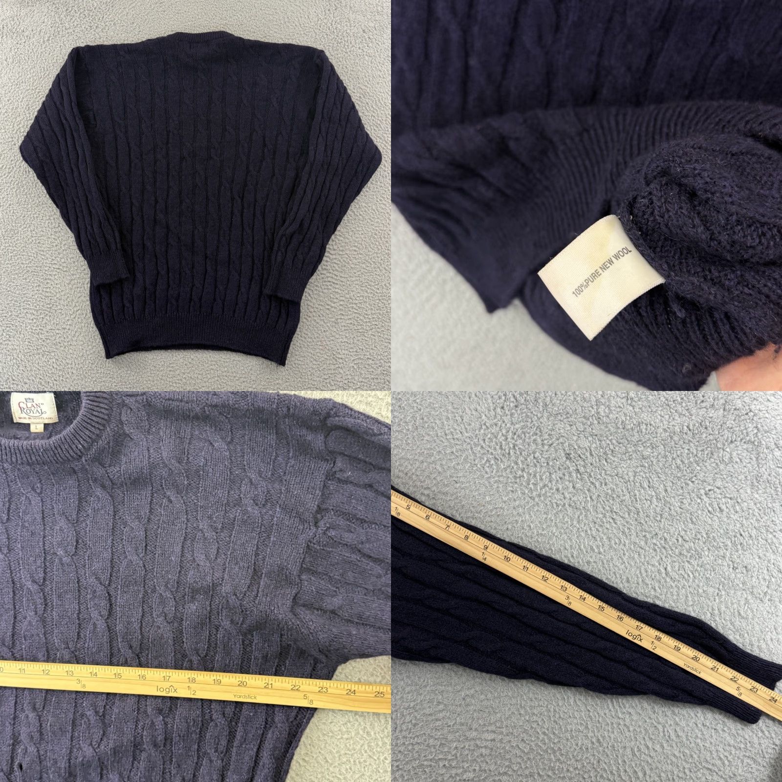 Vintage VINTAGE Clan Royal Sweater Men Large Blue Wool Fisherman 90s Cable Knit Pullover Size US L / EU 52-54 / 3 - 8 Thumbnail