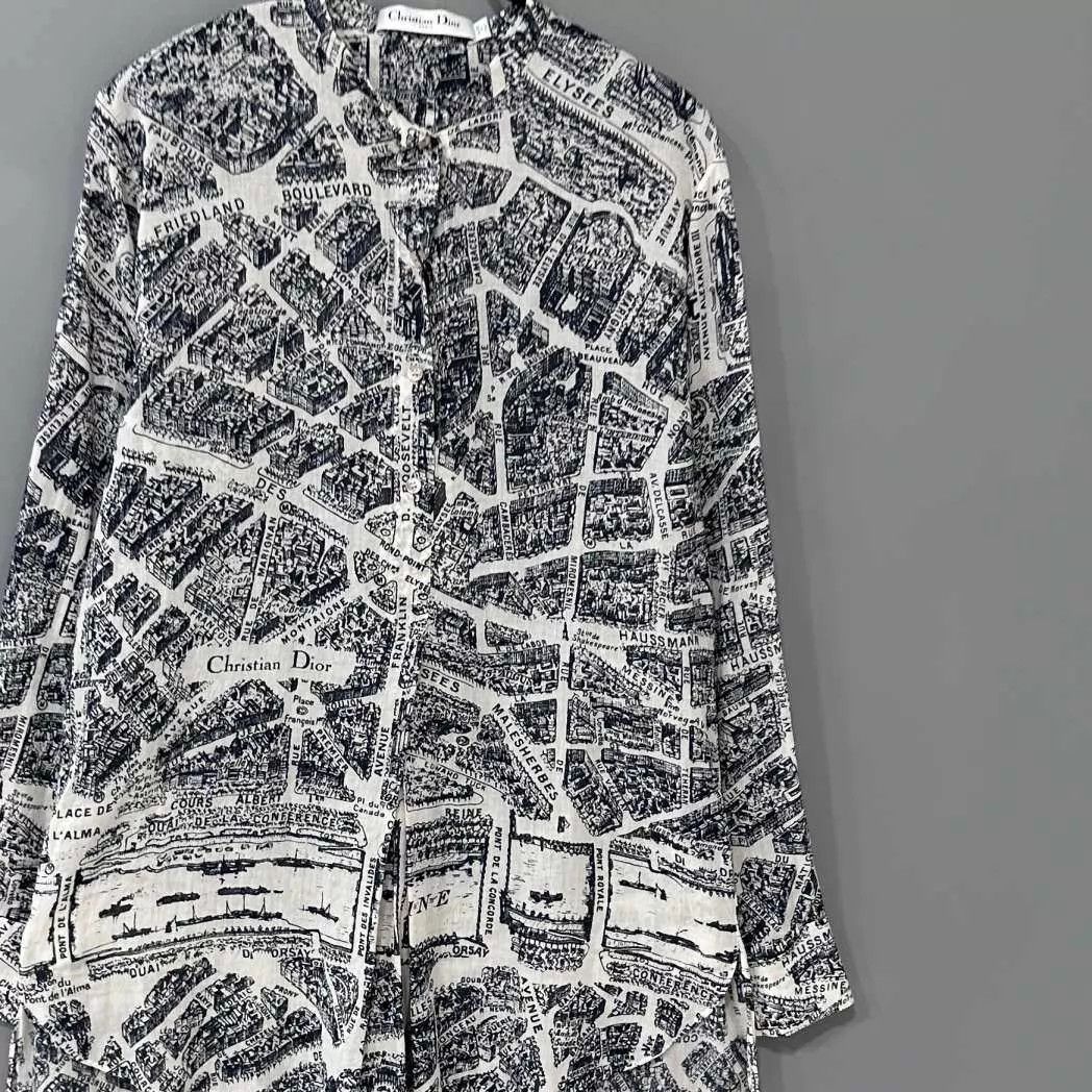 Dior Dior Paris Map Series Shirt Dress Women's 34 Size XS / US 0-2 / IT 36-38 - 2 Thumbnail