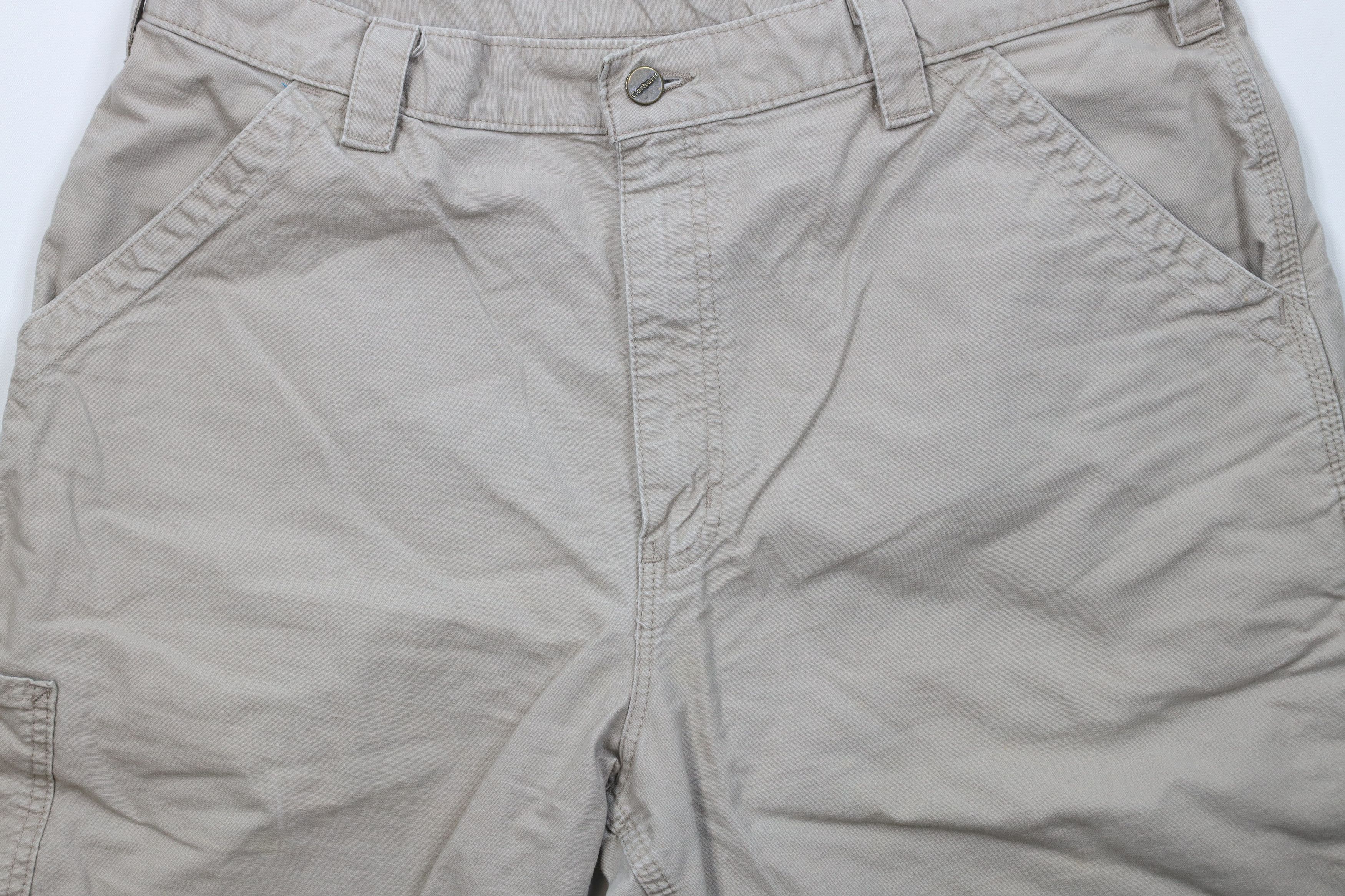 Carhartt Vintage Y2K 2003 Carhartt Spell Dungaree Shorts Beige Cotton Size US 38 / EU 54 - 3 Thumbnail