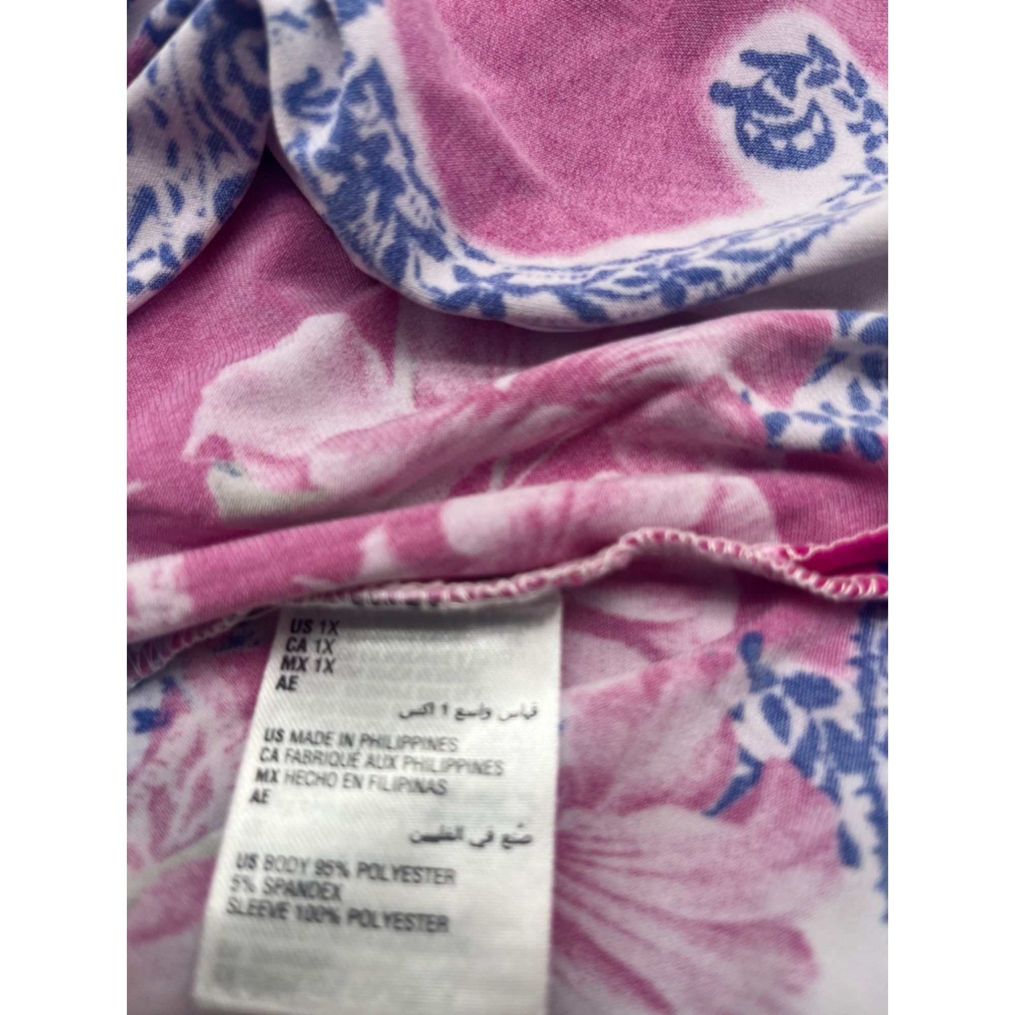 JM Collection JM Collection Tulip Sleeve Plus Size Printed Top, Fuchsia, 1 Size ONE SIZE - 8 Thumbnail