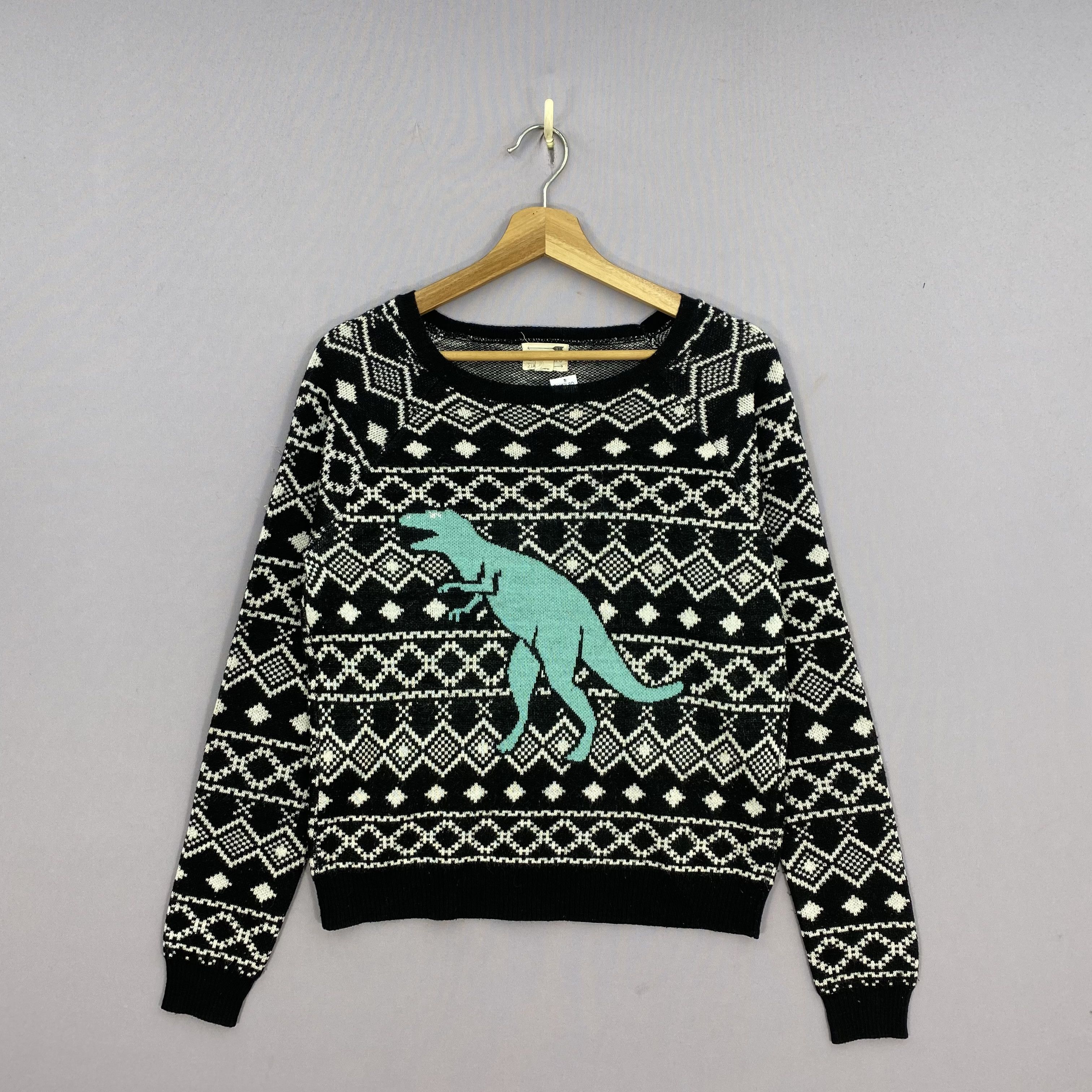 Japanese Brand Vintage LA Hearts Fair Isle T-Rex Sweater Novelty Jumper Size S / US 4 / IT 40 - 2 Thumbnail