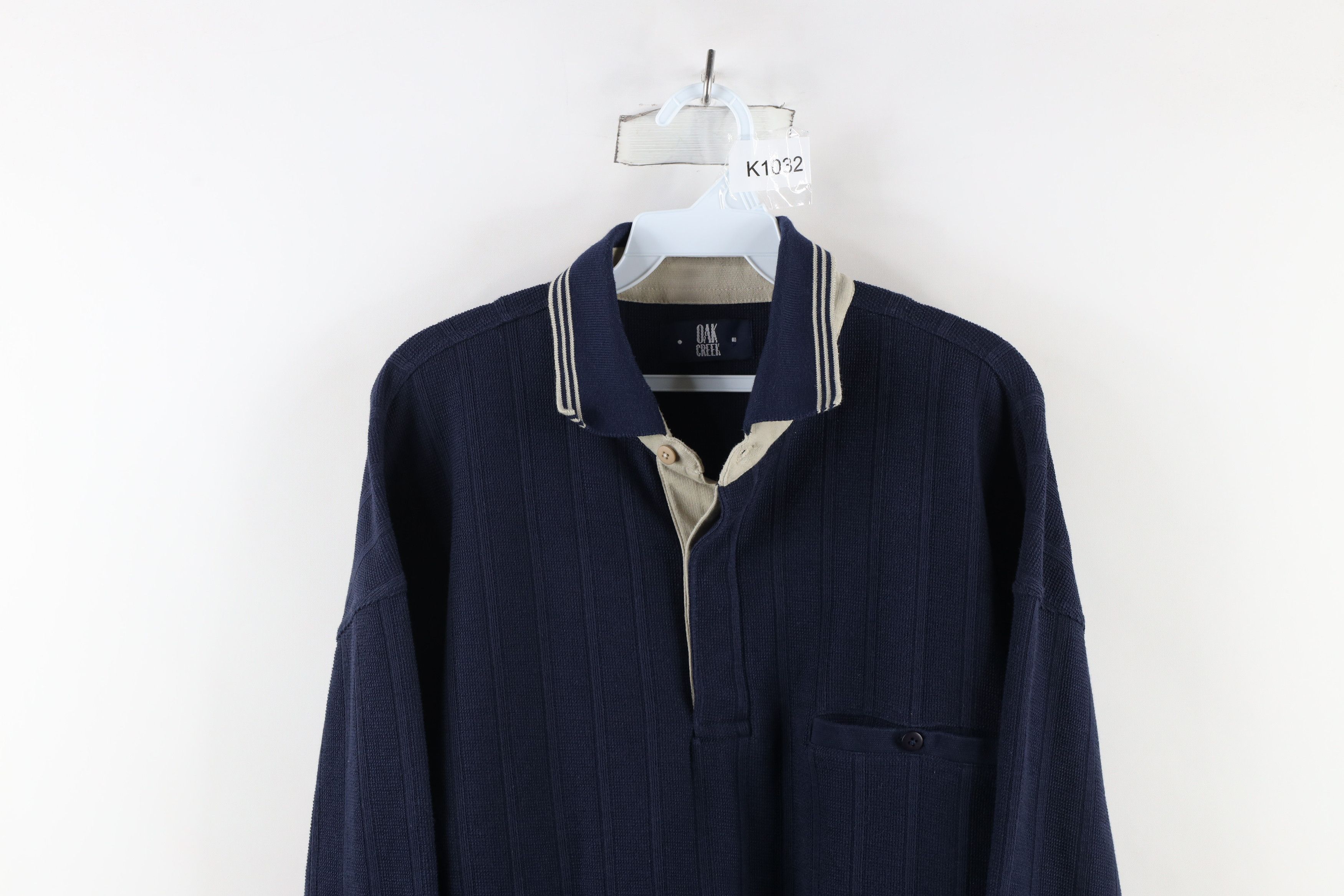Vintage Vintage 90s Streetwear Thermal Waffle Knit Pullover Polo Size US L / EU 52-54 / 3 - 2 Thumbnail