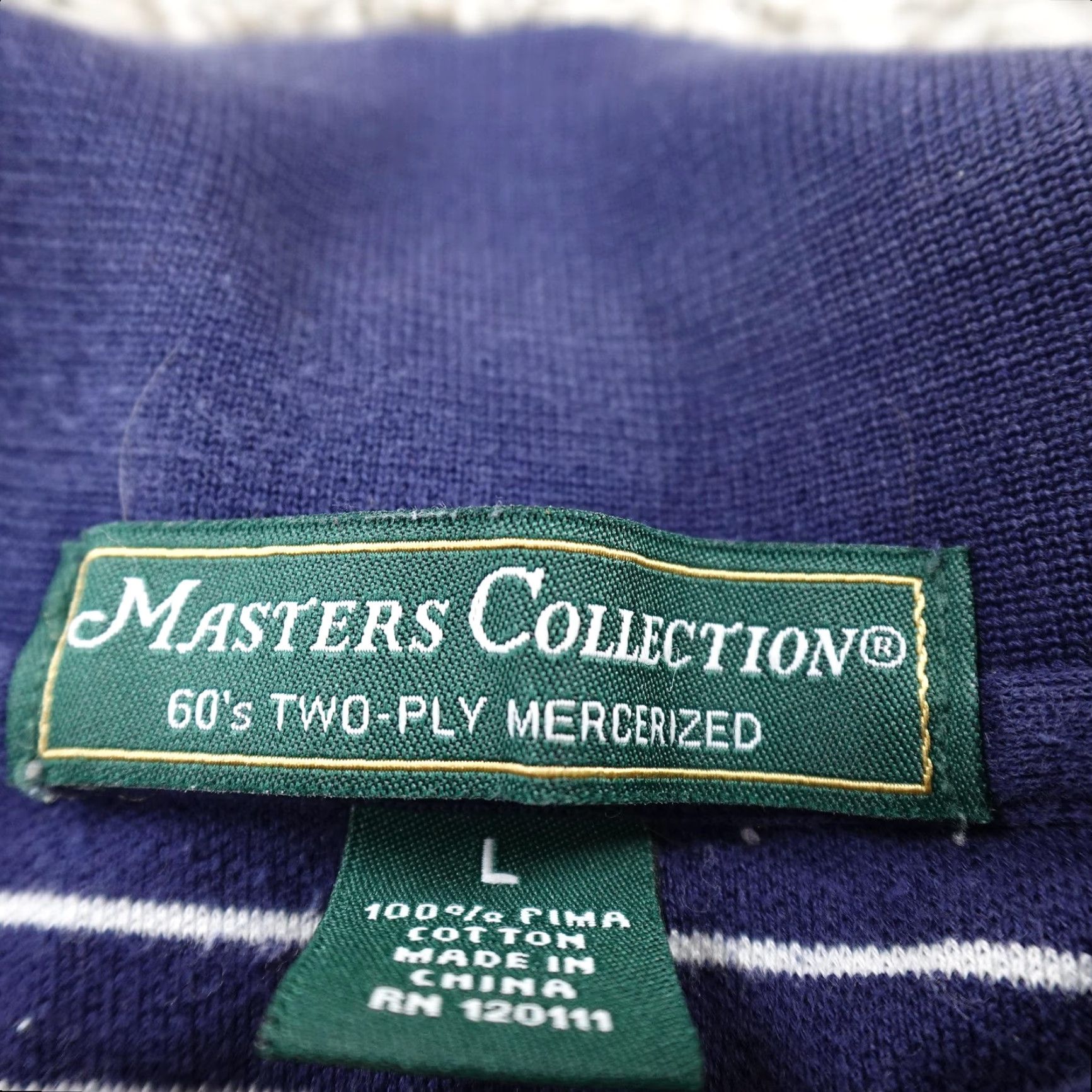 Vintage Masters Polo Shirt Mens L Blue White Stripe Pima Augusta National Golf Course Size US L / EU 52-54 / 3 - 5 Thumbnail