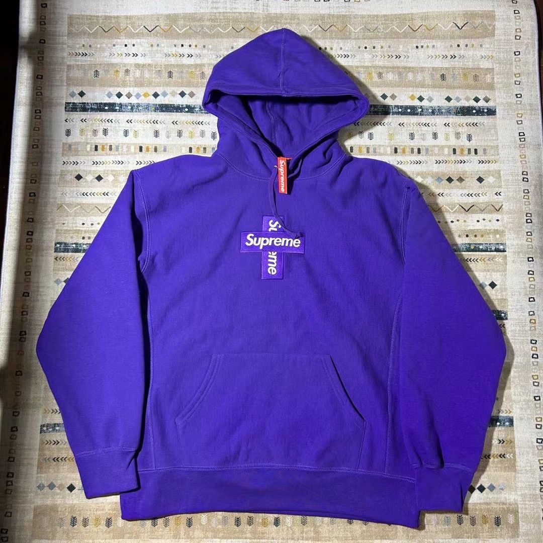 image of Supreme Suprrme Cross Box Logo Hoodie in Purple, Men's (Size Large)