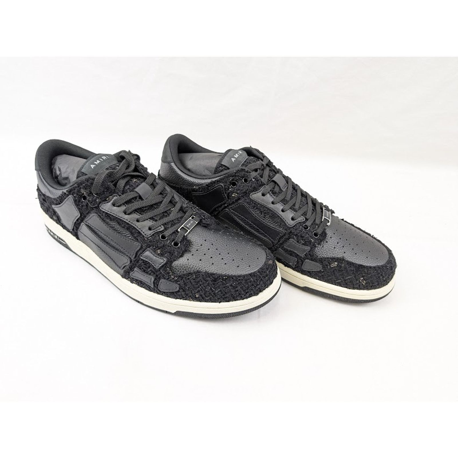 Amiri o1rshd1 Boucle Skelton Low-Top Sneakers in Black Size US 12 / EU 45 - 13 Thumbnail