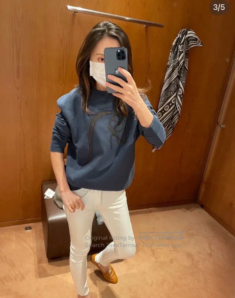 Hermes Hermes Blue horse head sweatshirt Size S / US 4 / IT 40 - 9 Thumbnail
